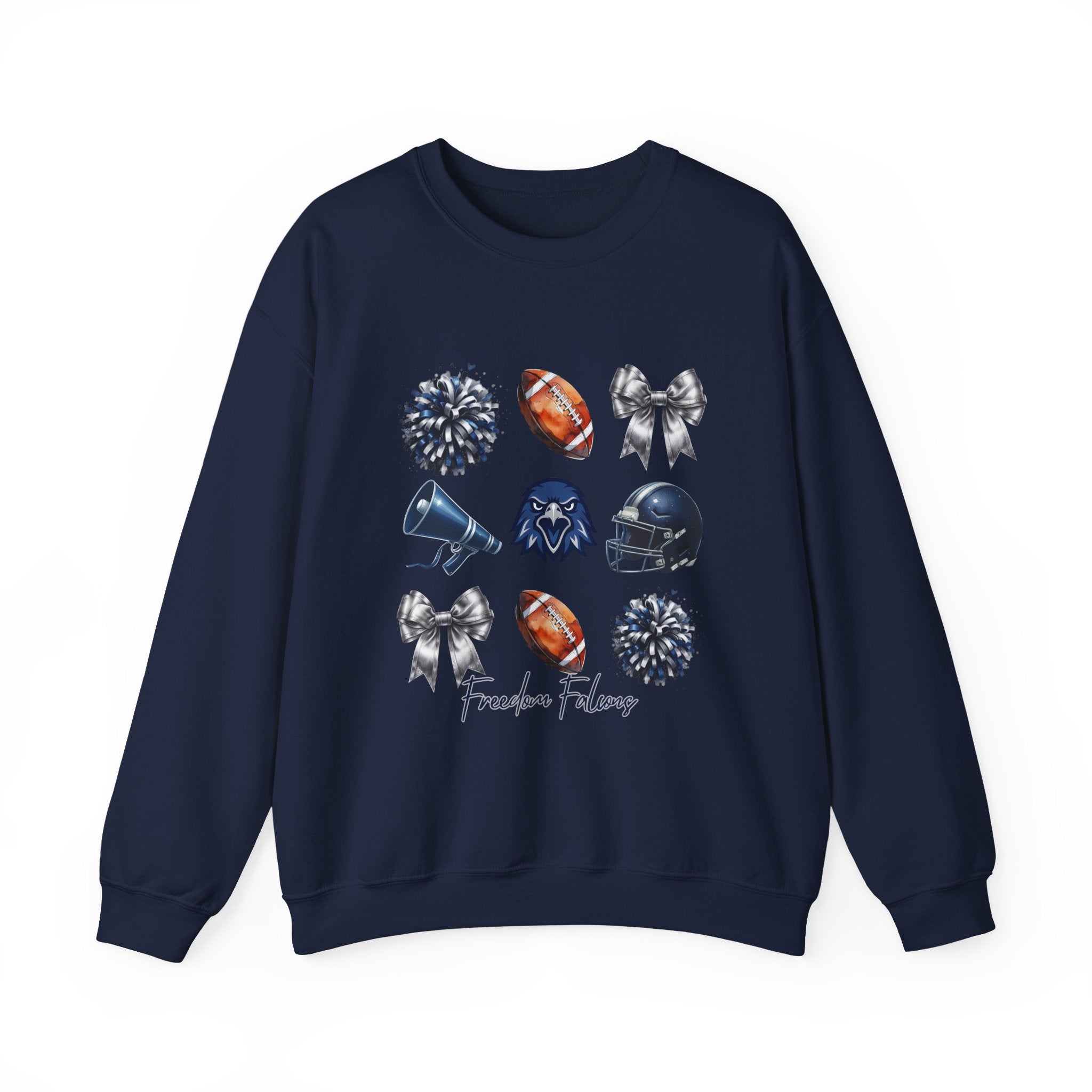 Freedom Falcons Football Crewneck Sweatshirt | Football Icons, Megaphone & Bows