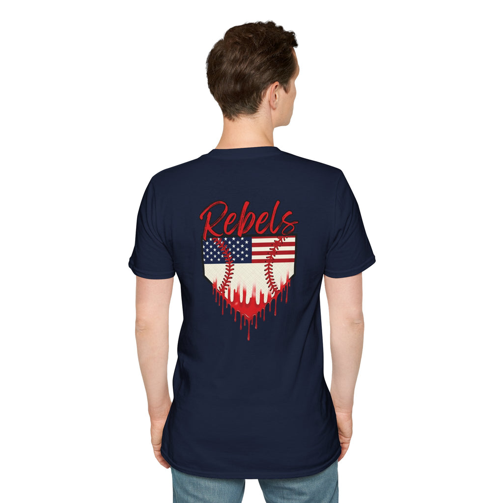 Rebels American Flag Baseball T-Shirt |American Flag Home Plate Drip Design