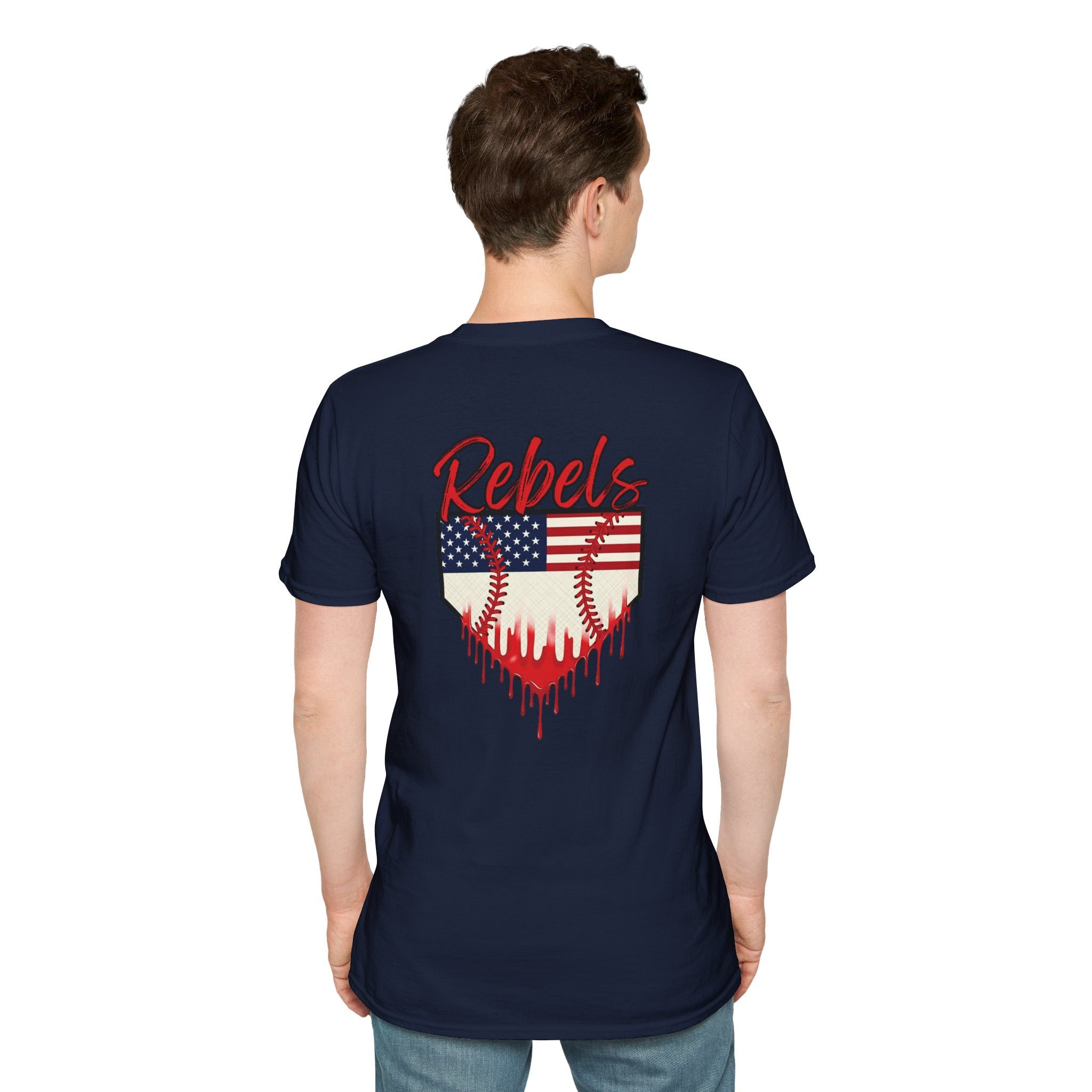 Rebels American Flag Baseball T-Shirt |American Flag Home Plate Drip Design