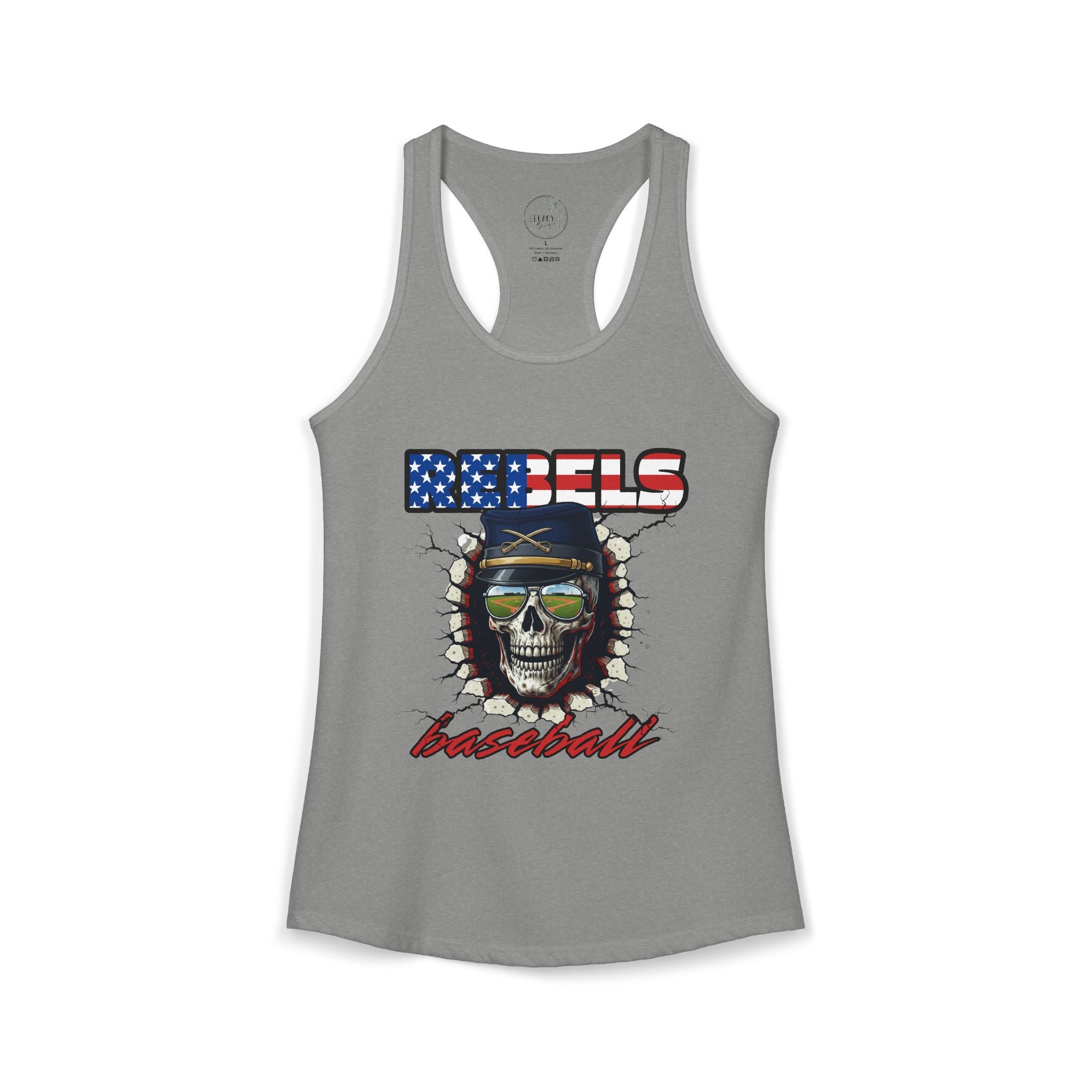 Rebels Baseball Tank Game Day Ready Women's Ideal Racerback Tank