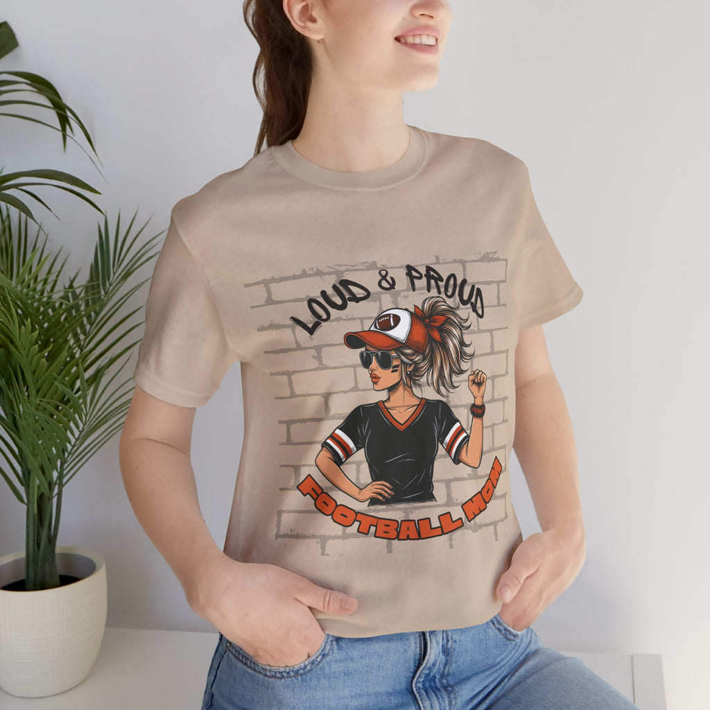 Loud & Proud Football Mom Shirt Game Day Tee for Sports Moms and Parents Support Your Player Graphic T-Shirt Game Day Outfit