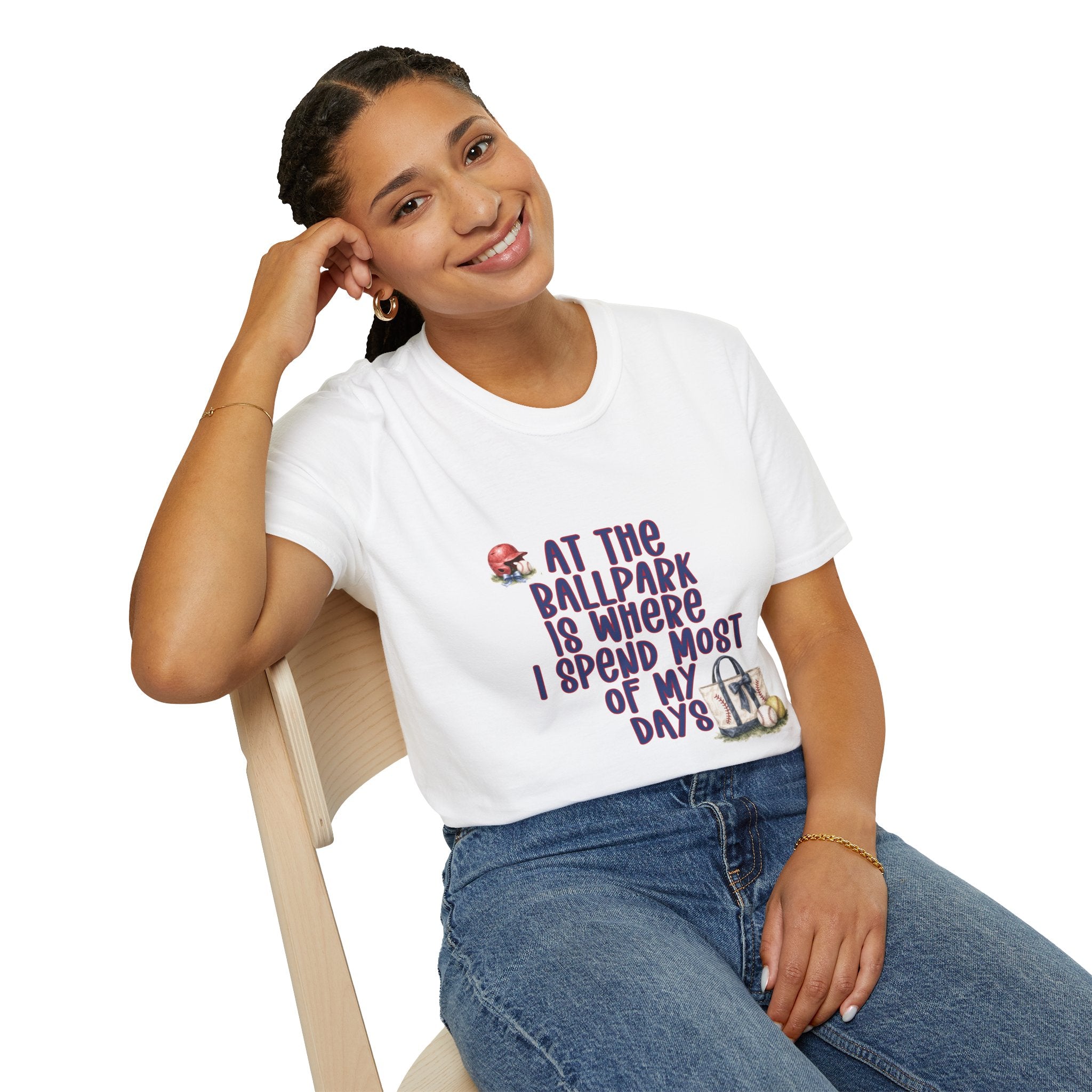 Baseball Fan T-Shirt — "At the Ballpark Is Where I Spend Most of My Days" Graphic Tee