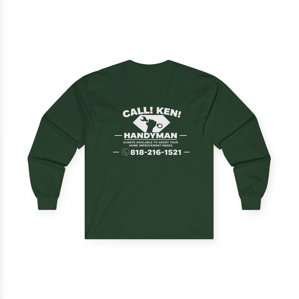 Call Ken Hammerman logo Long Sleeve Tee | vintage workwear, small print back design