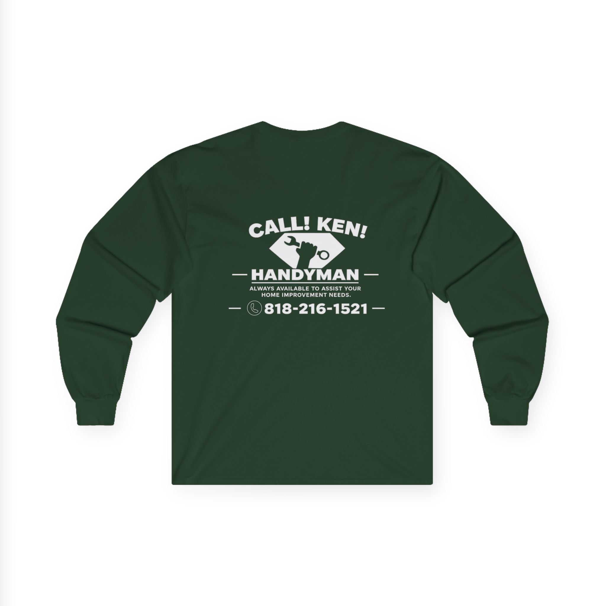 Call Ken Hammerman logo Long Sleeve Tee | vintage workwear, small print back design