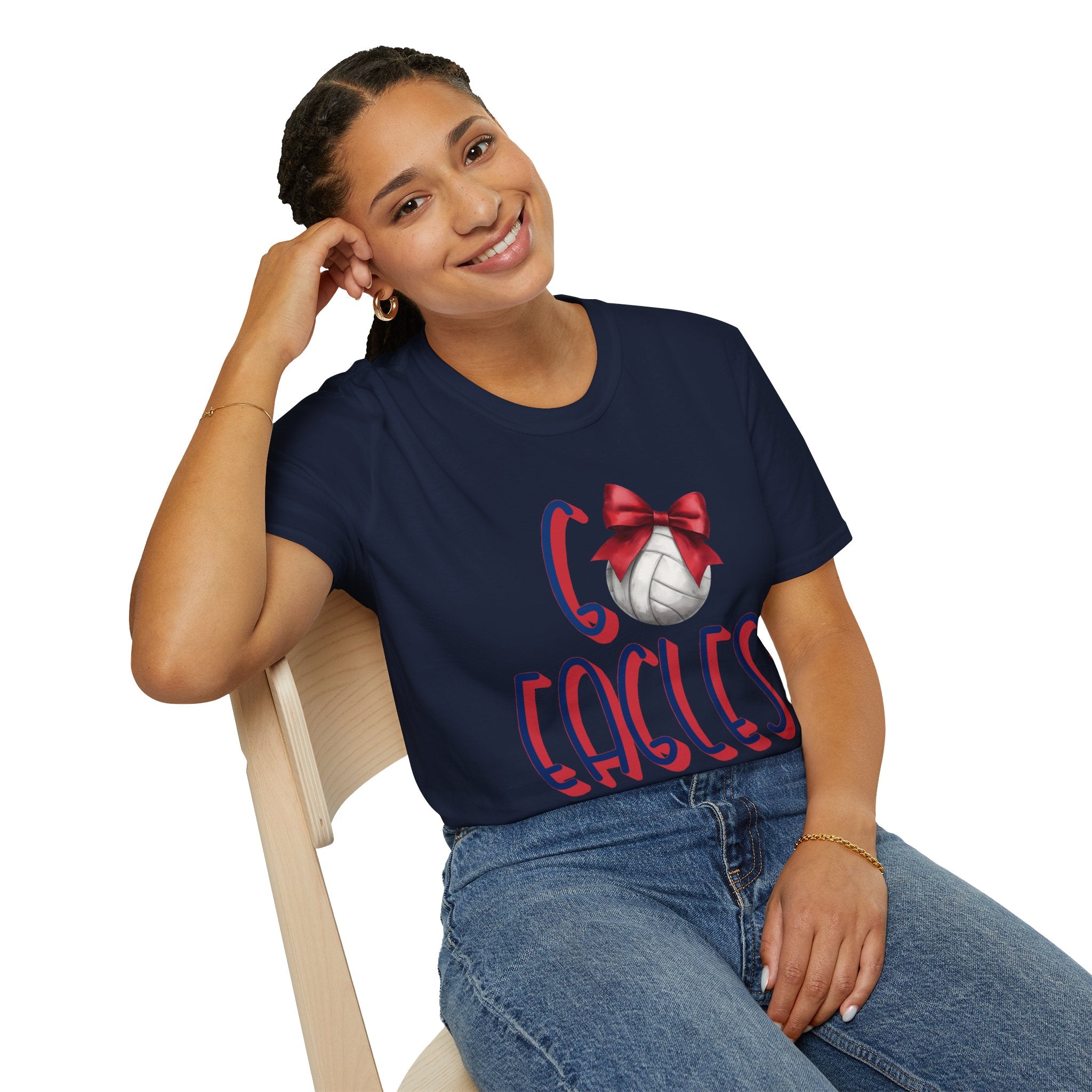 Go Eagles Volleyball with Red Bow T-Shirt | Go Eagles