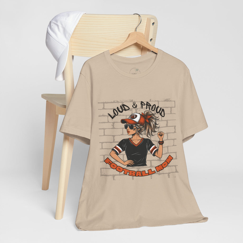 Loud & Proud Football Mom Shirt Game Day Tee for Sports Moms and Parents Support Your Player Graphic T-Shirt Game Day Outfit