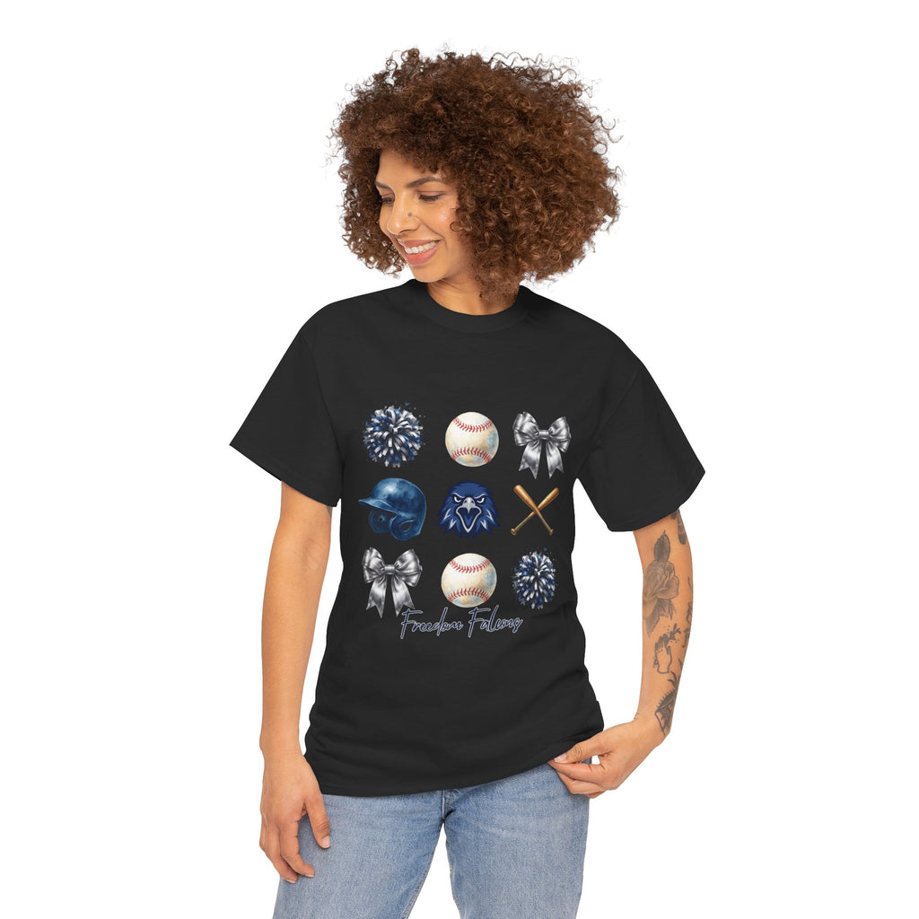 Freedom Falcon Baseball Icons Tee | Helmet, Bat, Ball,