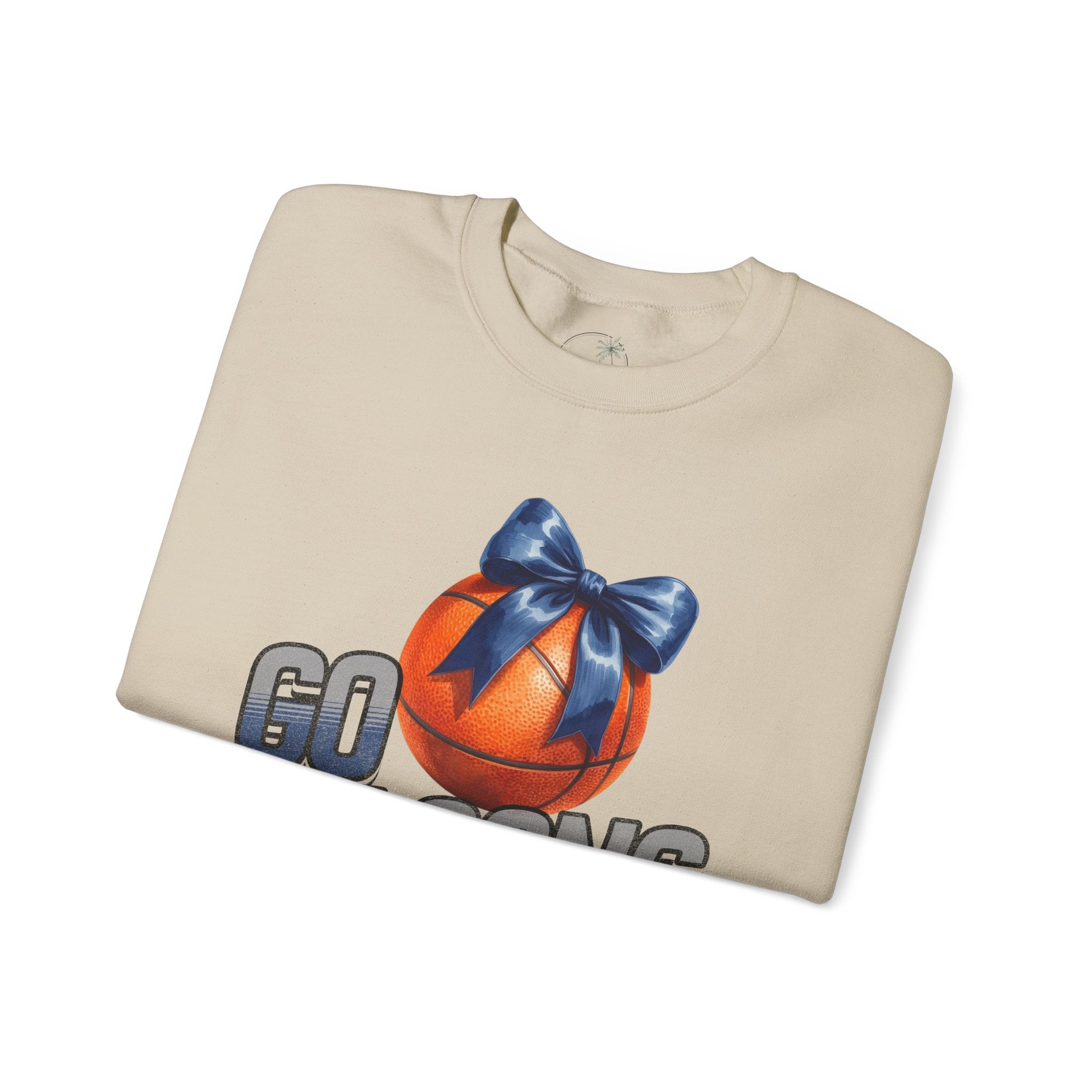Go Falcons Basketball with Blue Bow Sweatshirt | Team Spirit Crewneck