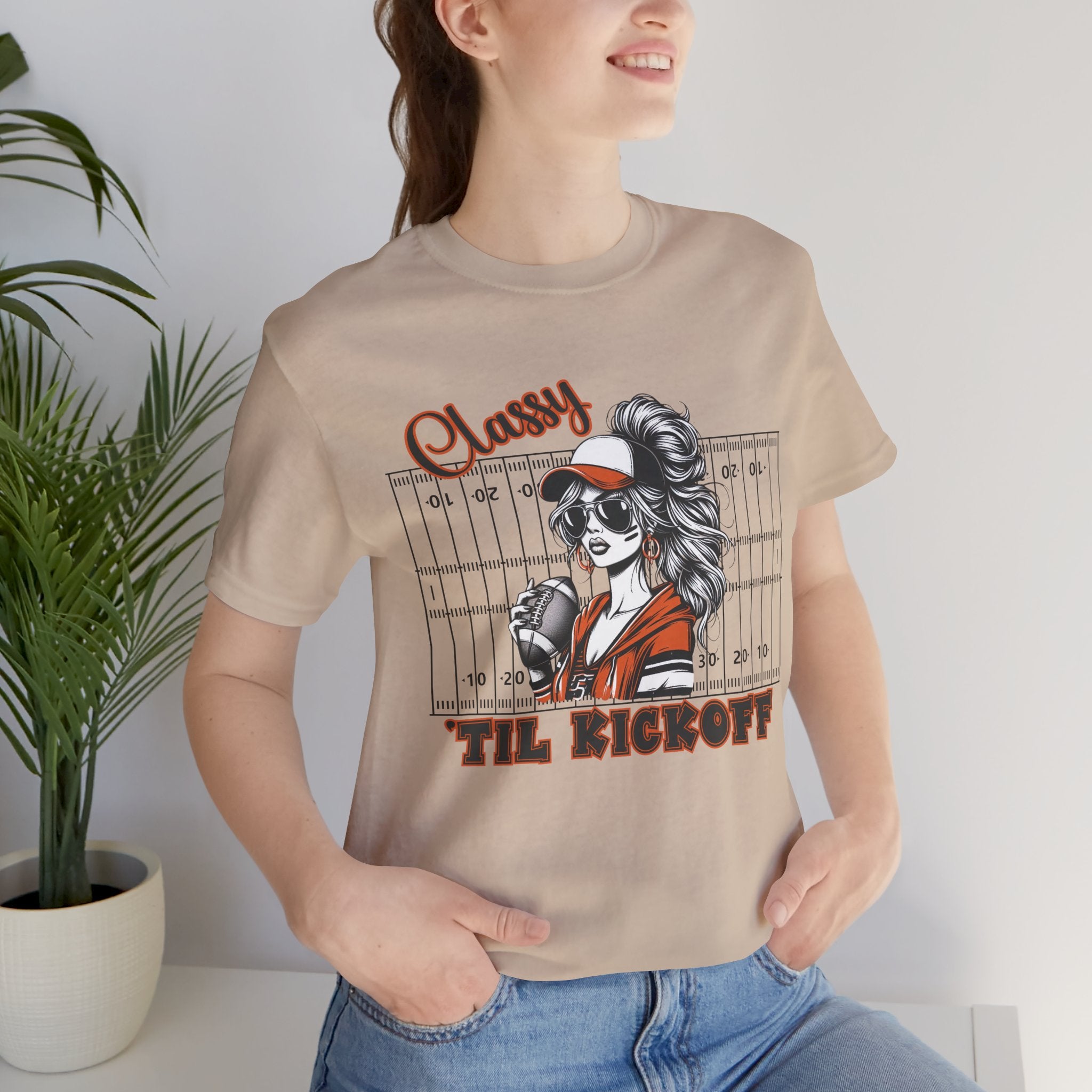 Classy Til Kickoff Football T-Shirt | Womens Game Day Tee | Cute Football Mom Shirt | Tailgate Outfit Fall Sports Fan Gift
