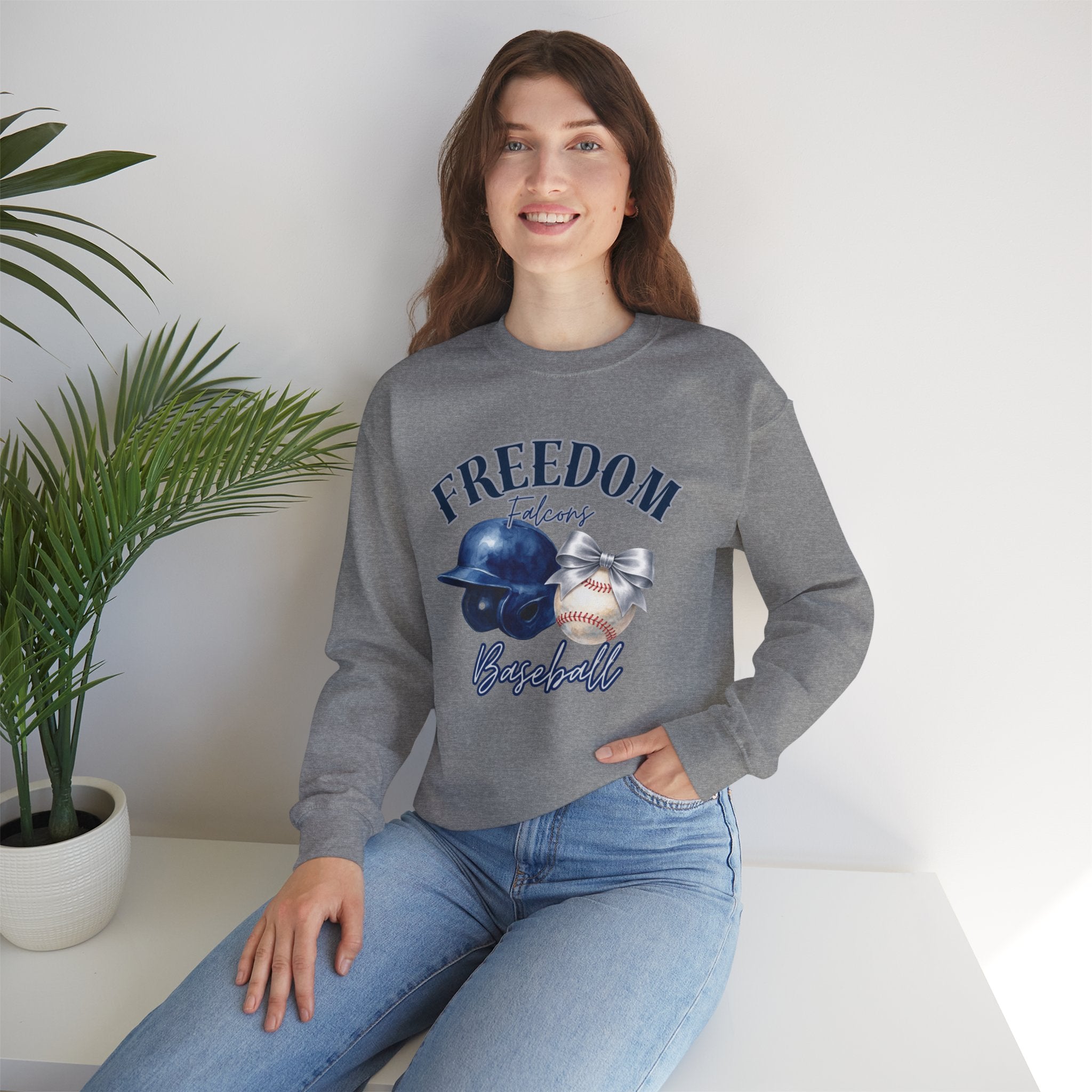 Freedom Baseball Crewneck Sweatshirt | Helmet and Baseball Graphic