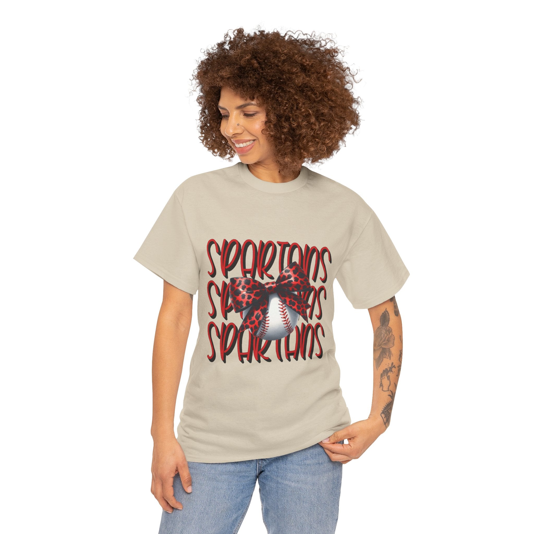 Spartans Baseball Tee | Leopard Bow Baseball Graphic