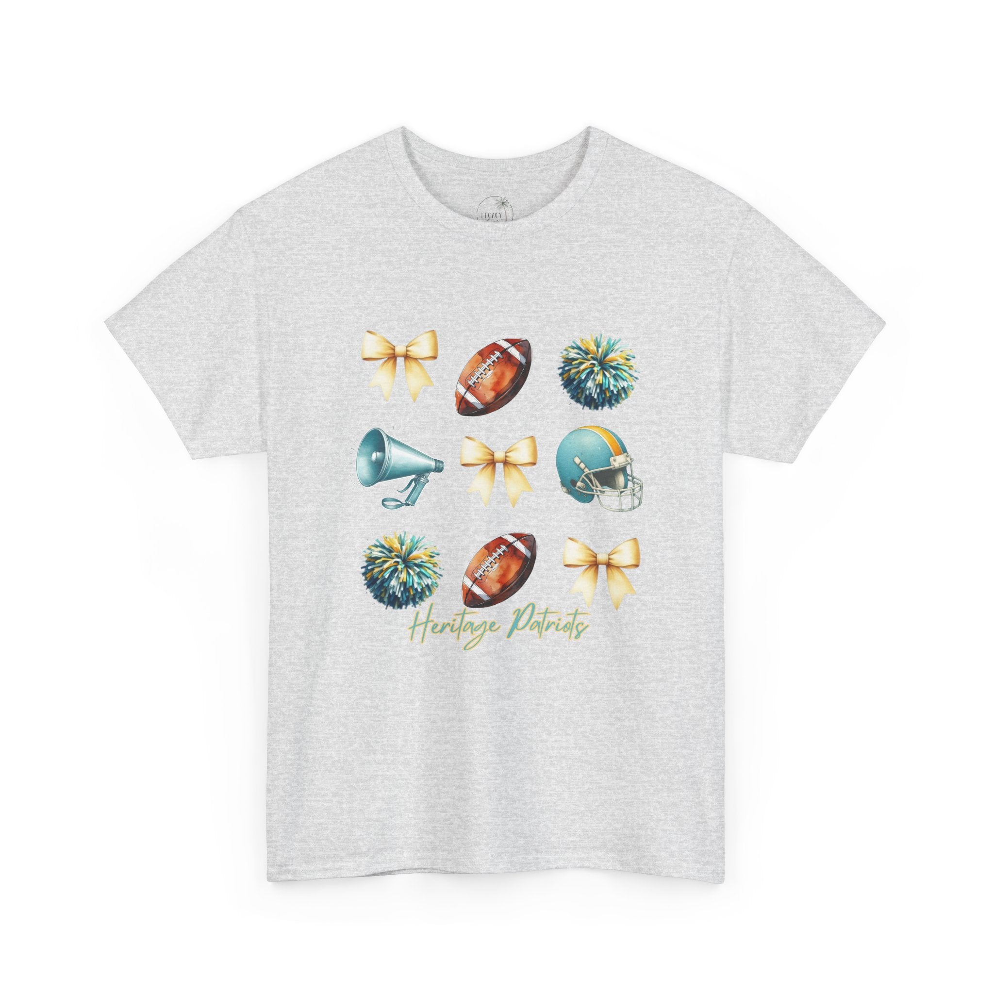 Heritage Patriots Football Icons Tee | Helmet, Ball, Pom Pom, Megaphone