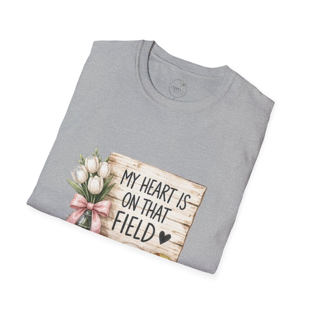 My Heart Is On That Field T-Shirt | Baseball Softball Mom Design