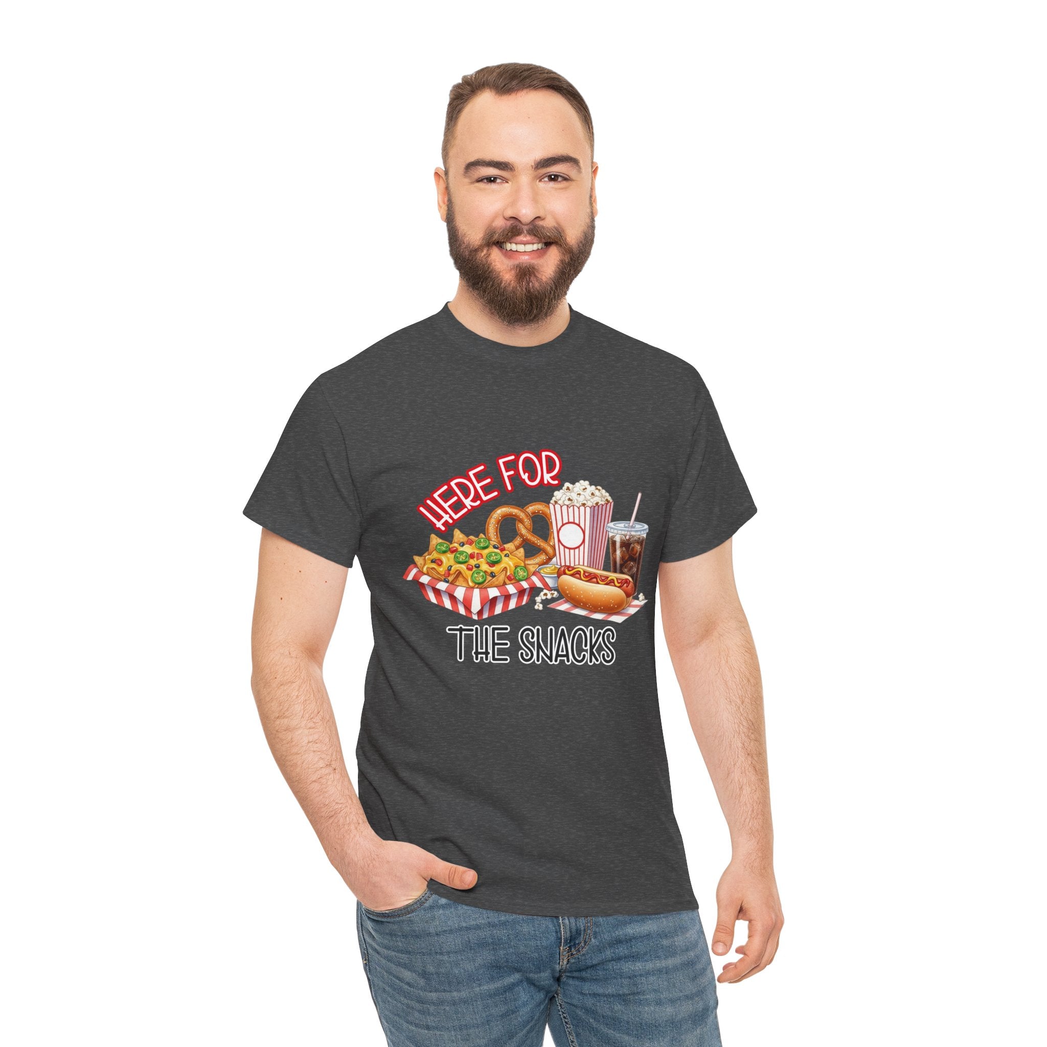 Here For The Snacks T-Shirt |Ballpark Snacks Nachos Popcorn Pretzel Soda