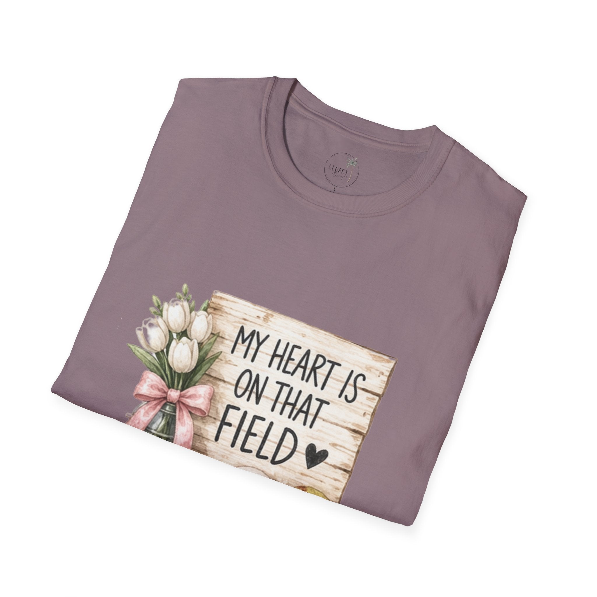 My Heart Is On That Field T-Shirt | Baseball Softball Mom Design