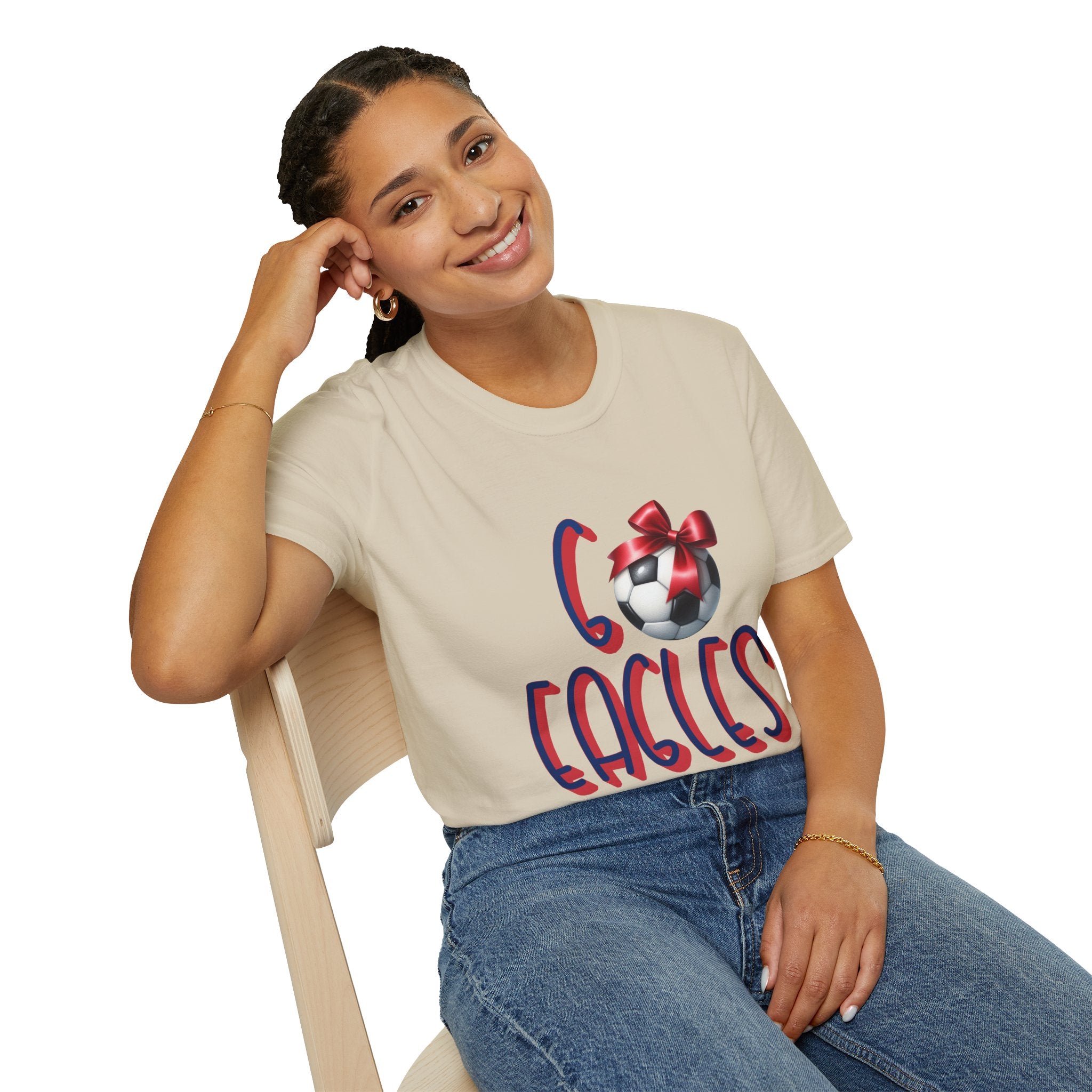 Eagles Soccer Ball Graphic T-Shirt | Red Blue Script