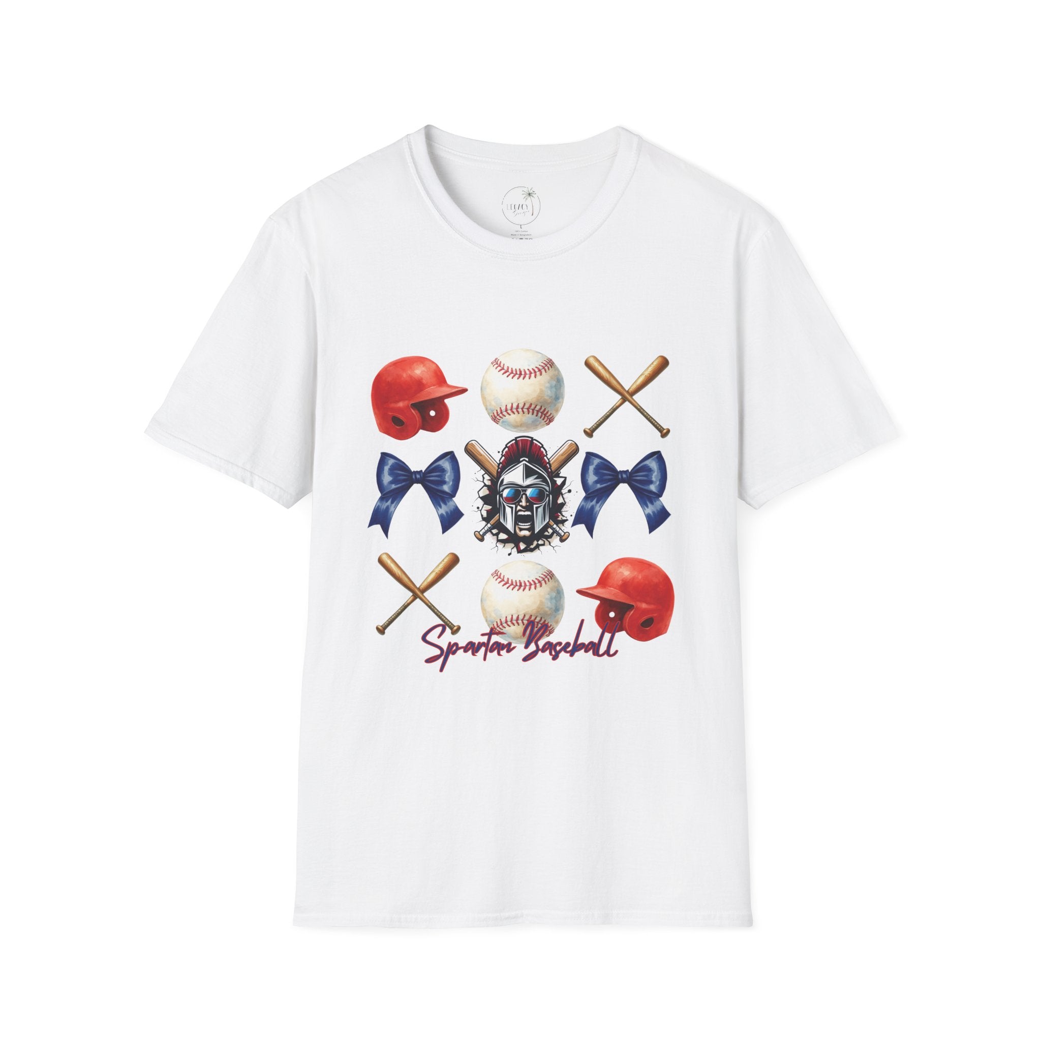 Spartan Baseball Helmet and Gear T-Shirt | Baseball bats, balls, catcher mask, bows