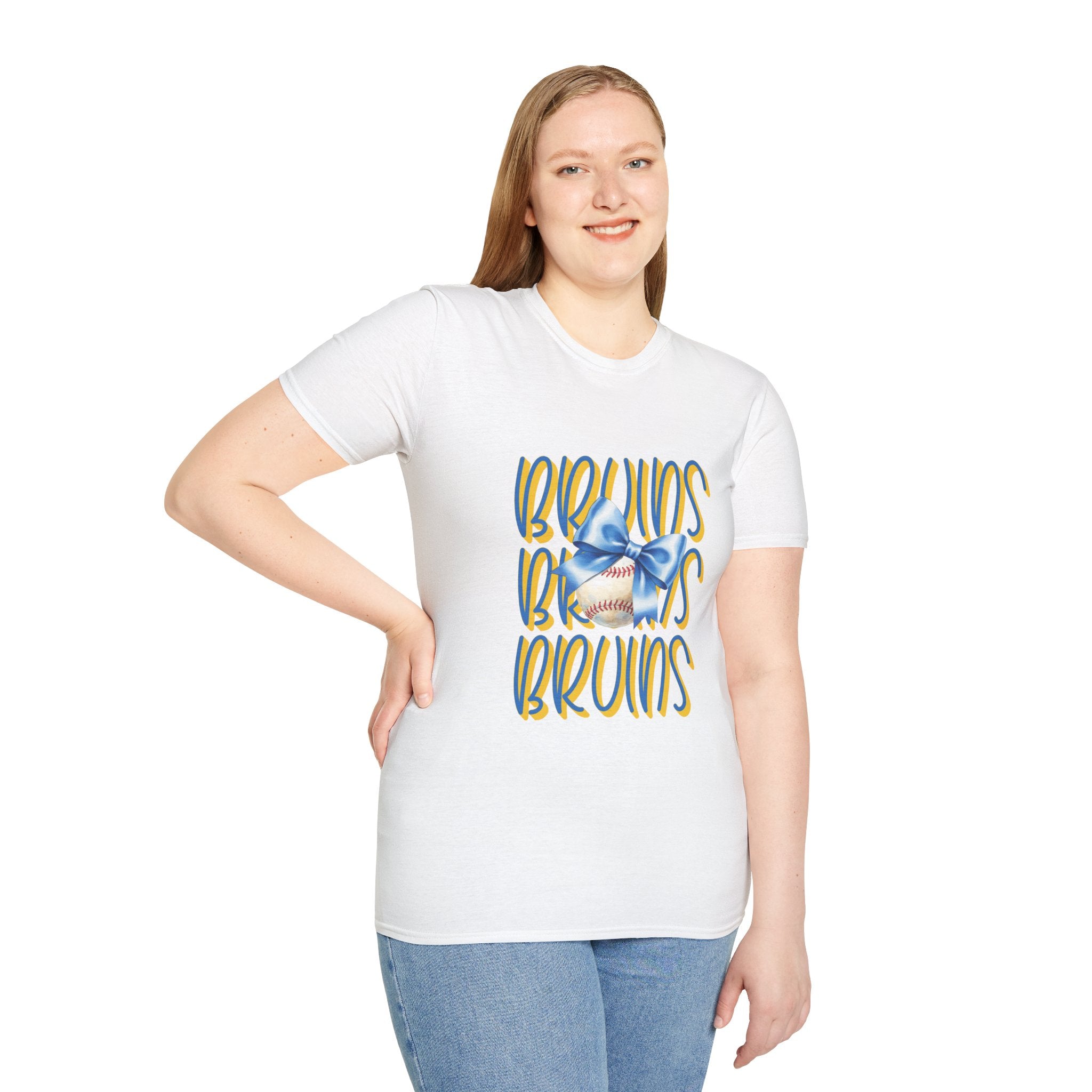 Bruins Baseball with Blue Bow T-Shirt | Sports Team Fan Tee