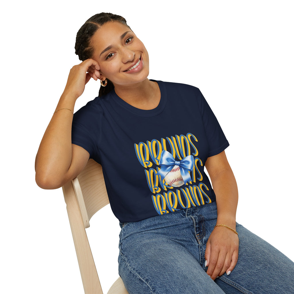 Bruins Baseball with Blue Bow T-Shirt | Sports Team Fan Tee