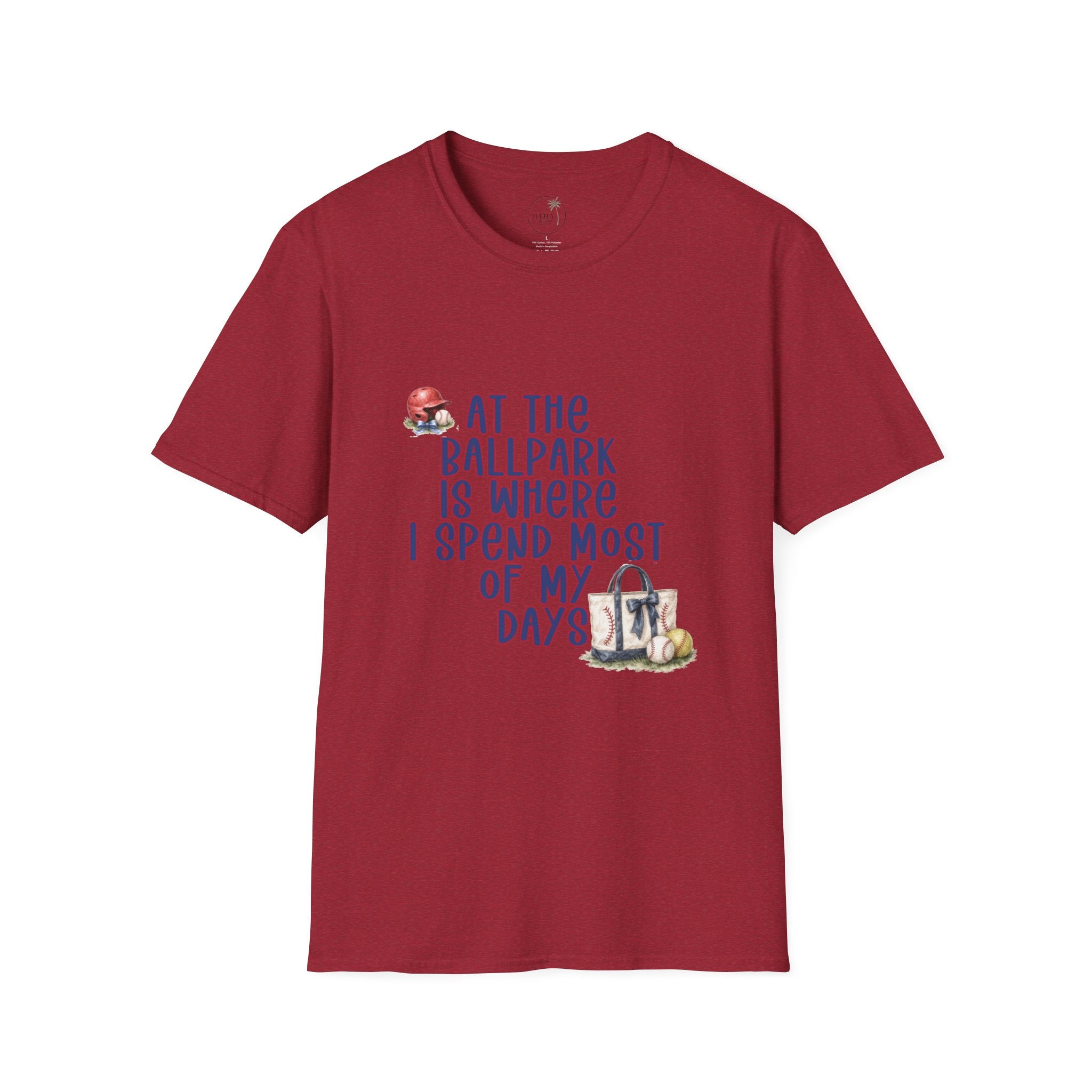 Baseball Fan T-Shirt — "At the Ballpark Is Where I Spend Most of My Days" Graphic Tee