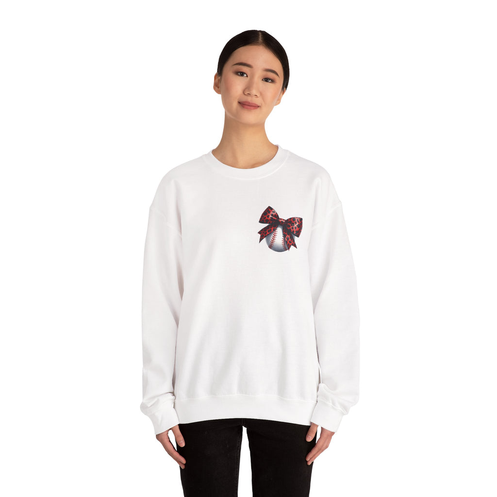 Rebels Leopard Bow Crewneck Sweatshirt | Baseball Graphic