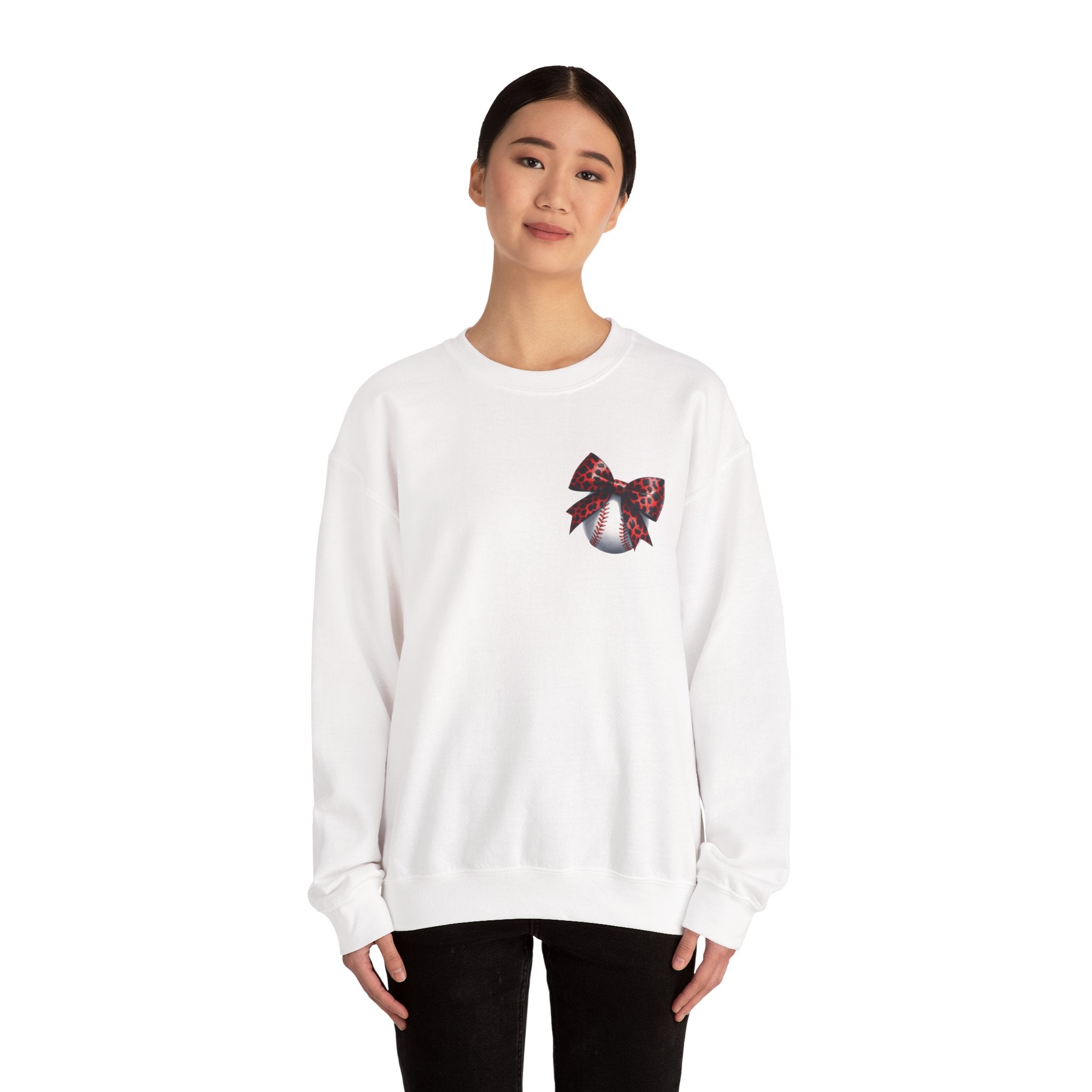 Rebels Leopard Bow Crewneck Sweatshirt | Baseball Graphic