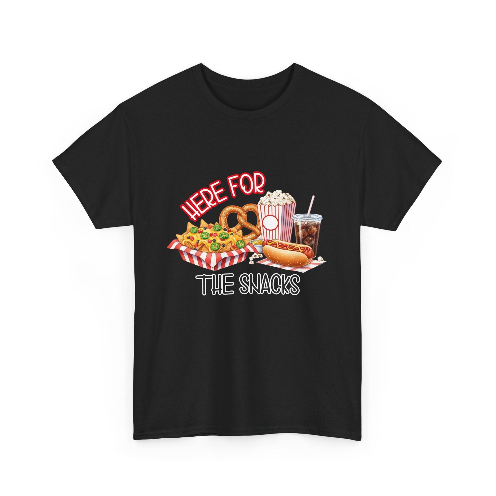 Here For The Snacks T-Shirt |Ballpark Snacks Nachos Popcorn Pretzel Soda