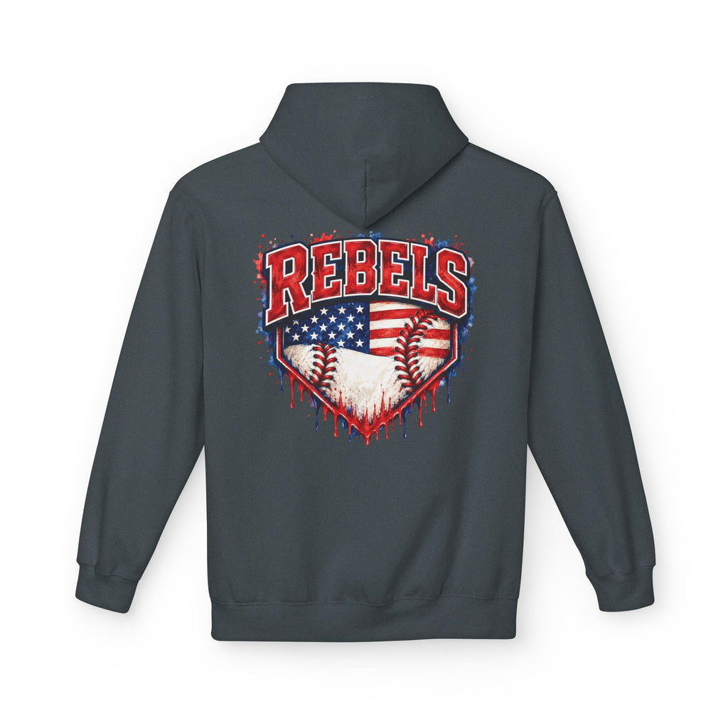 American Flag Baseball Home Plate Rebels Hoodie | Dripping USA Baseball Design
