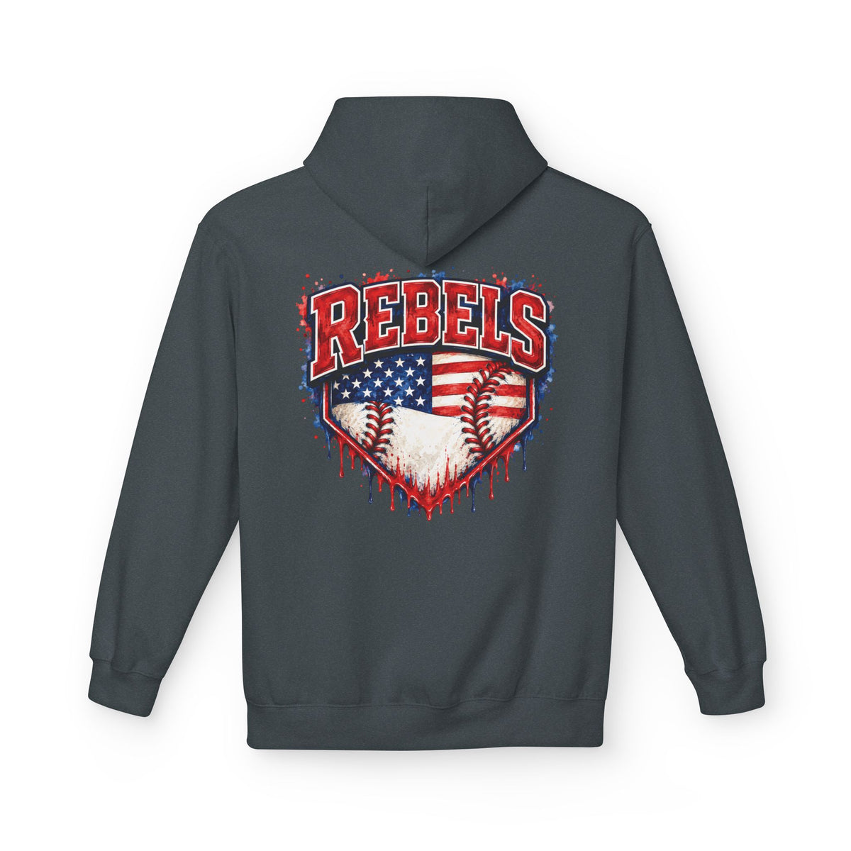 American Flag Baseball Home Plate Rebels Hoodie | Dripping USA Baseball Design