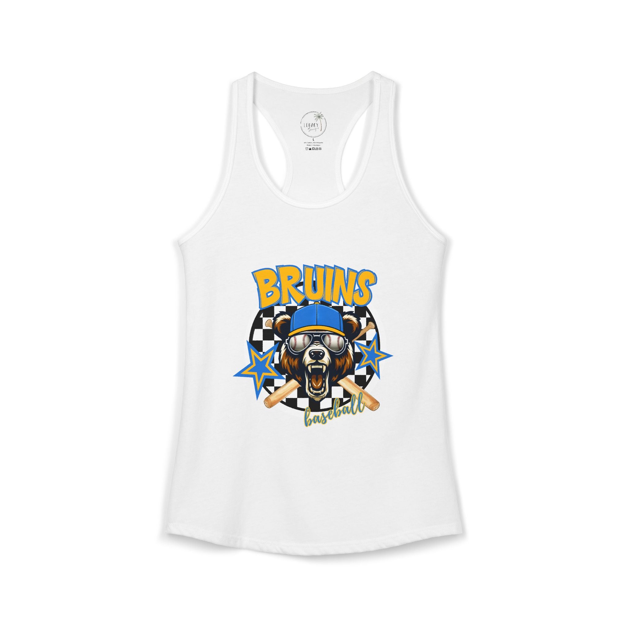 Bruins Baseball Checkered background Women's Ideal Racerback Tank