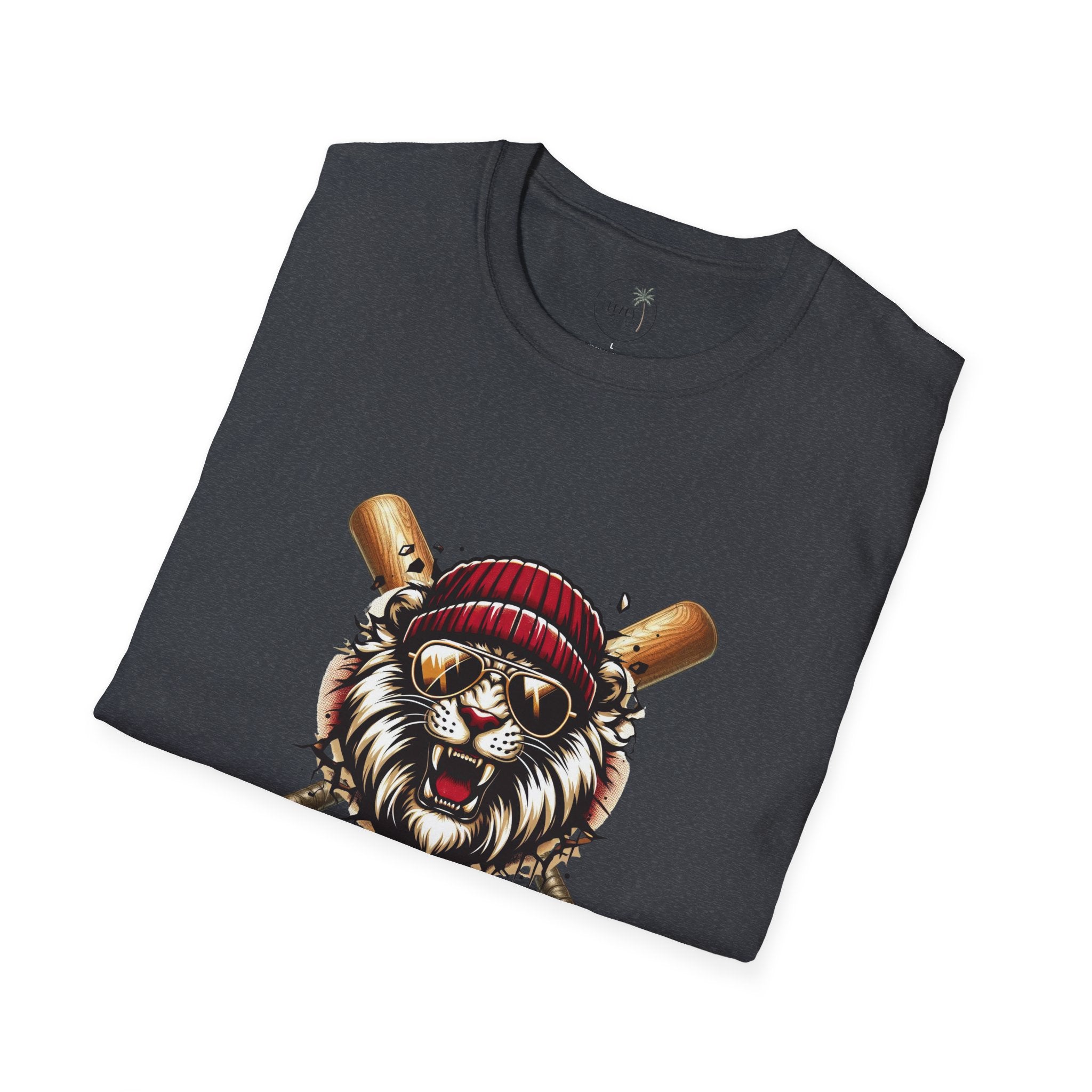 Lions Baseball Tee — Fierce Lion Mascot with Bats