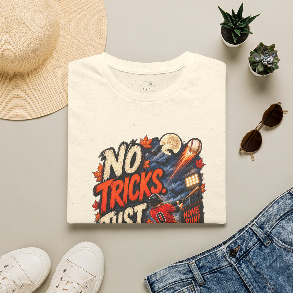 No Tricks Just Dingers T-Shirt | Halloween Baseball Pumpkin Moon Retro