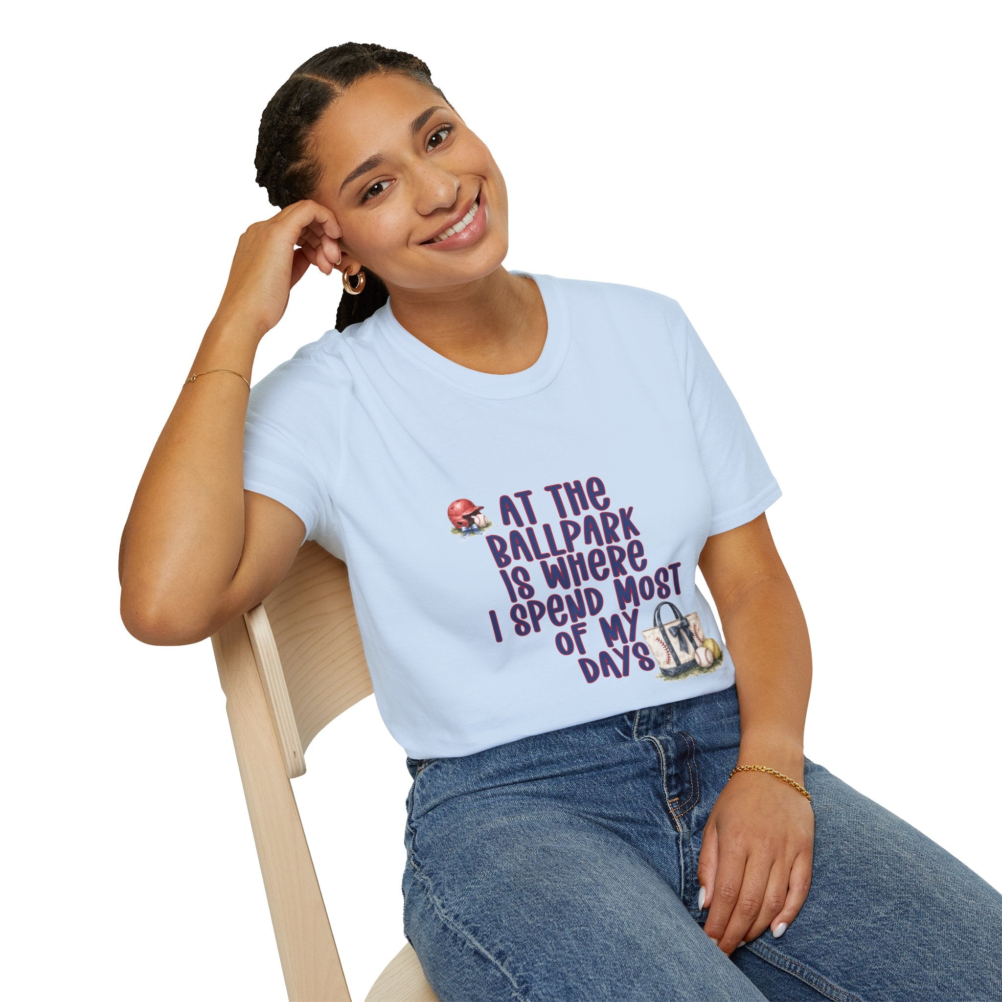Baseball Fan T-Shirt — "At the Ballpark Is Where I Spend Most of My Days" Graphic Tee