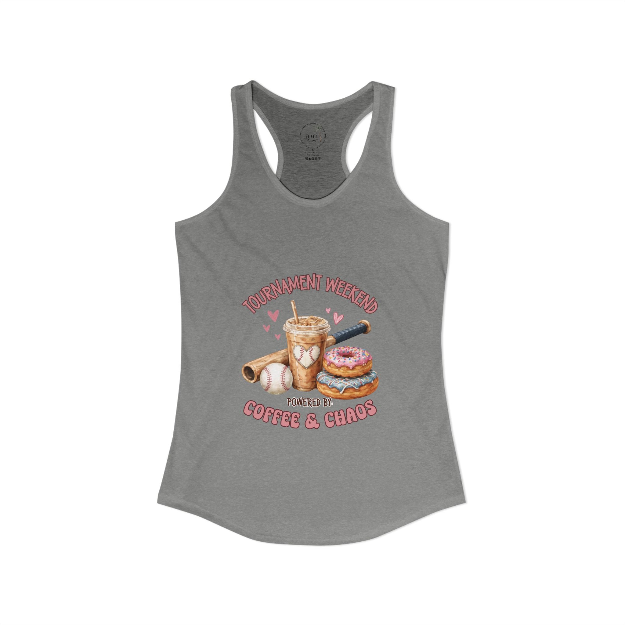 Travel Ball Mom Tank Coffee & Chaos Tournament Tank Women's Ideal Racerback Tank