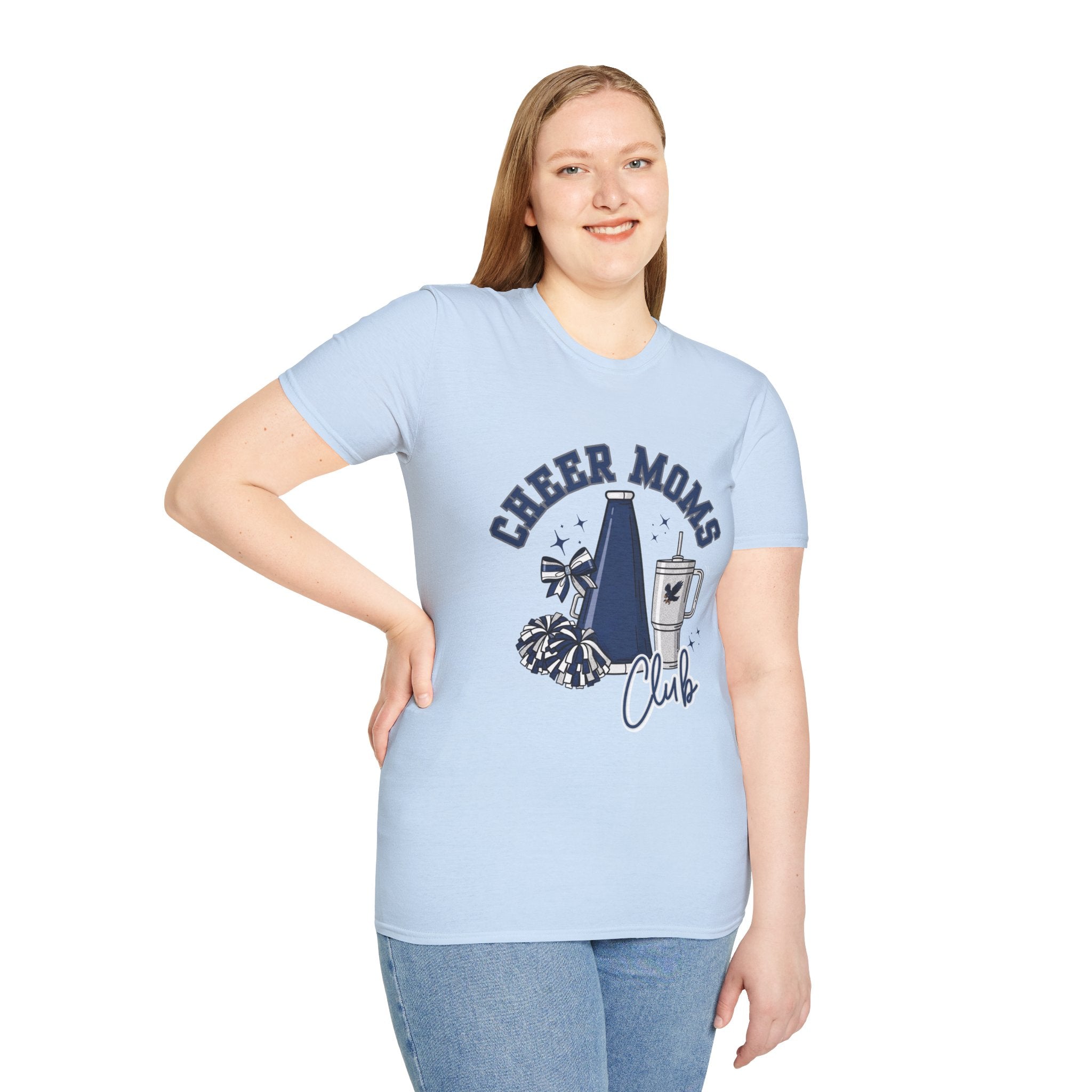 Cheer Moms Club T-Shirt | Pom Pom, Megaphone, Coffee Graphic