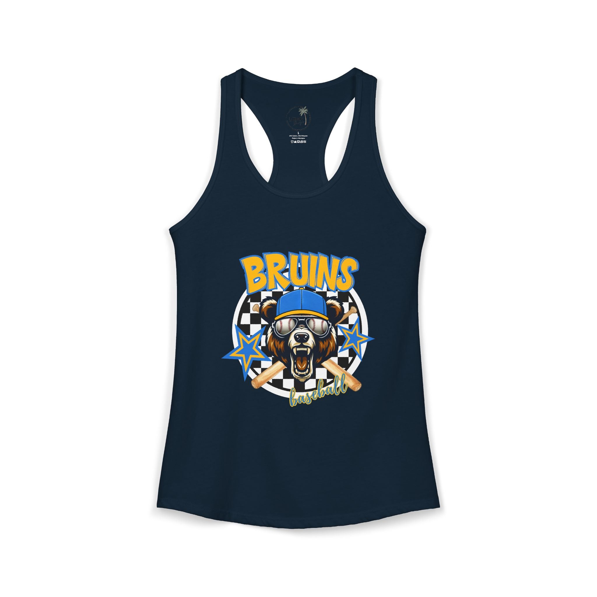 Bruins Baseball Checkered background Women's Ideal Racerback Tank