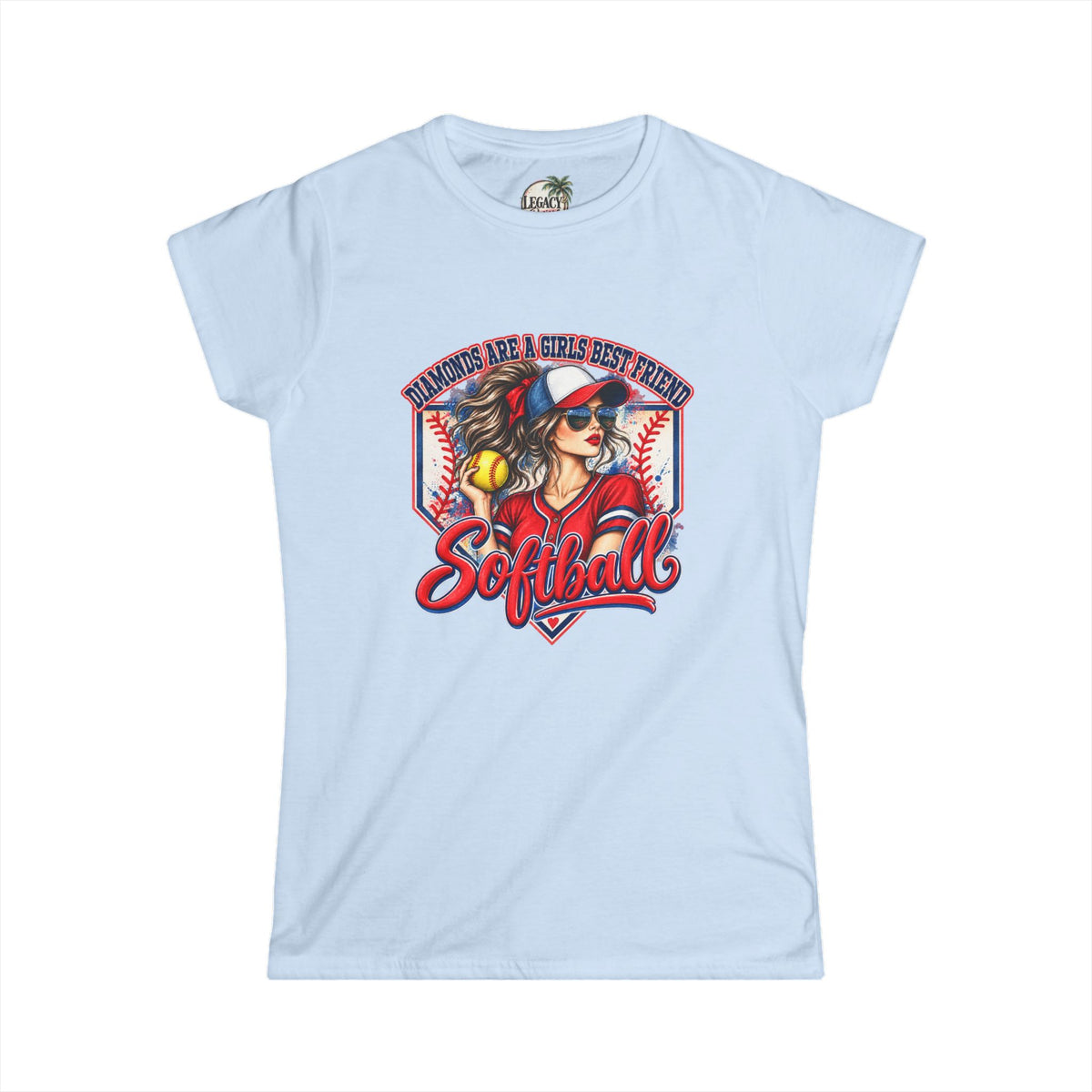 Badass Softball Girl Graphic Tee | Diamonds are a girls best friend Softball Home Plate Design
