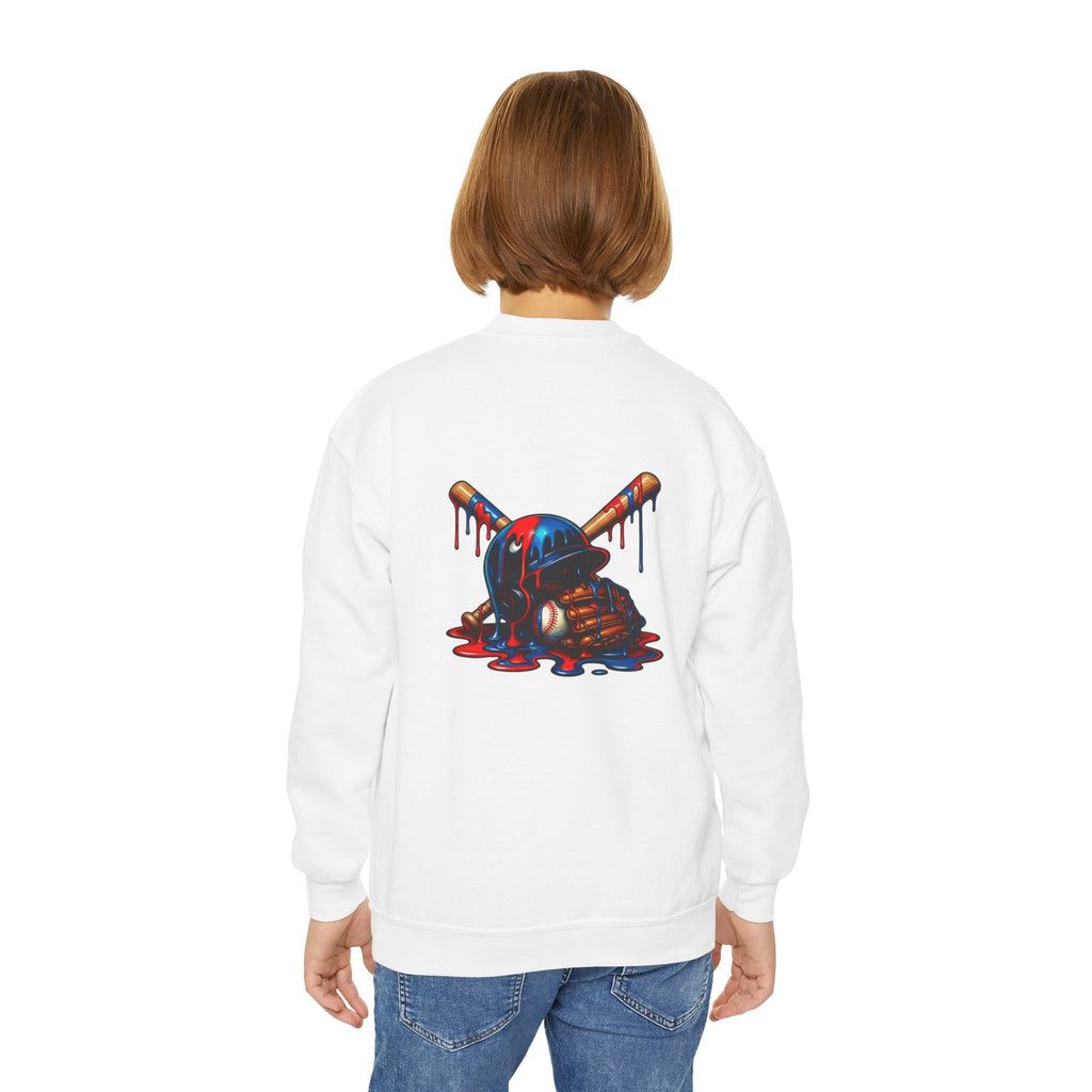 Drip Baseball Helmet Youth Sweatshirt | Drip Graphic, Sports Skull