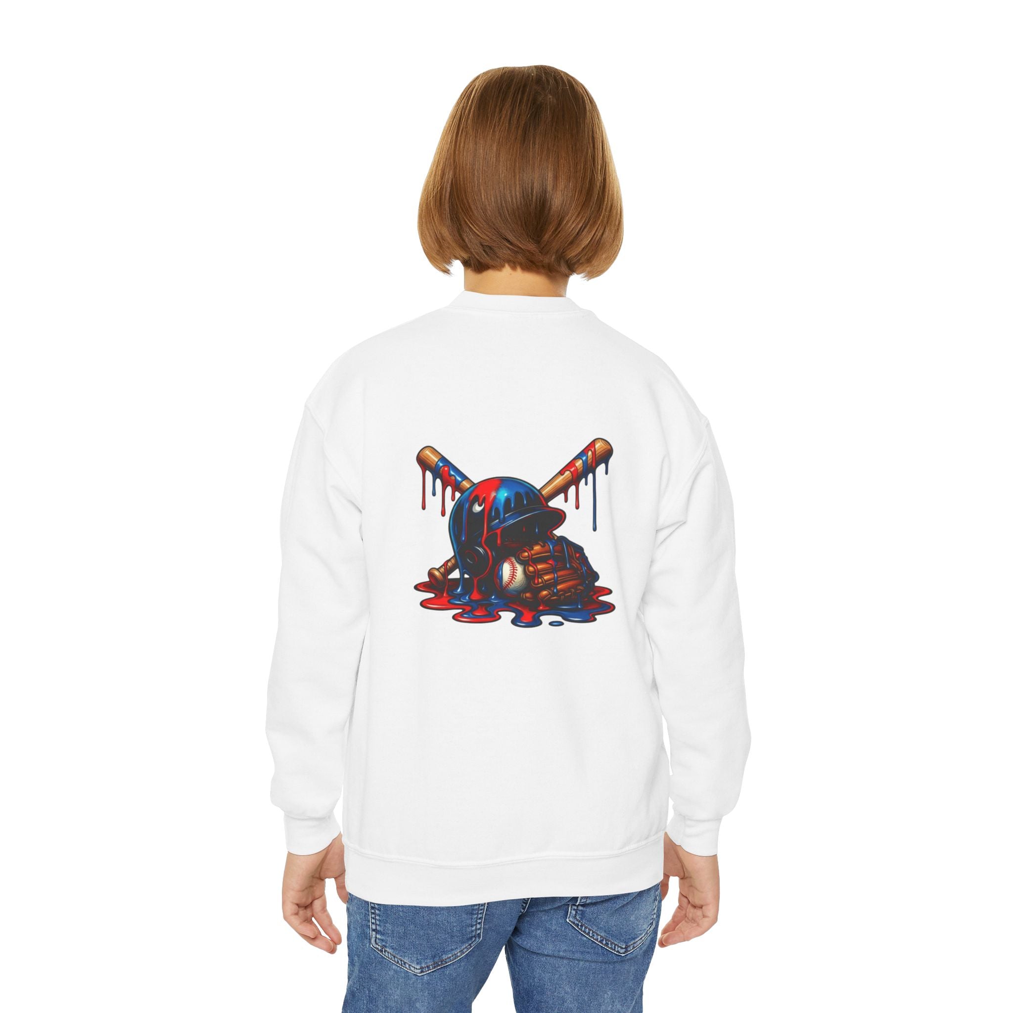 Drip Baseball Helmet Youth Sweatshirt | Drip Graphic, Sports Skull