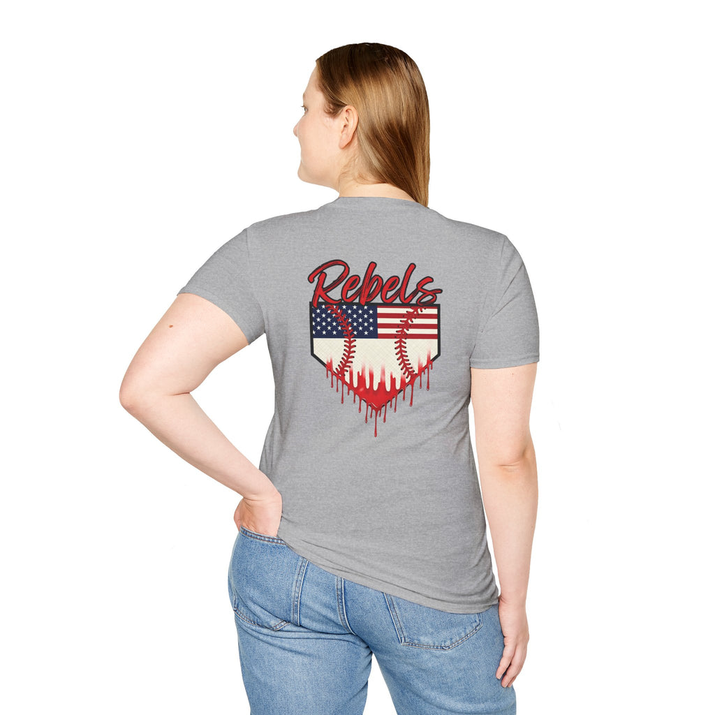 Rebels American Flag Baseball T-Shirt |American Flag Home Plate Drip Design