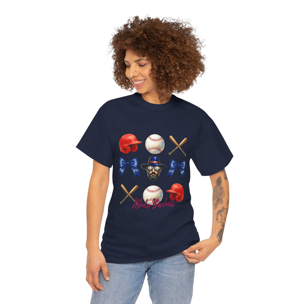 Rebels Baseball Helmet & Bats T-Shirt | Baseball Icons, Bow, Player Portrait