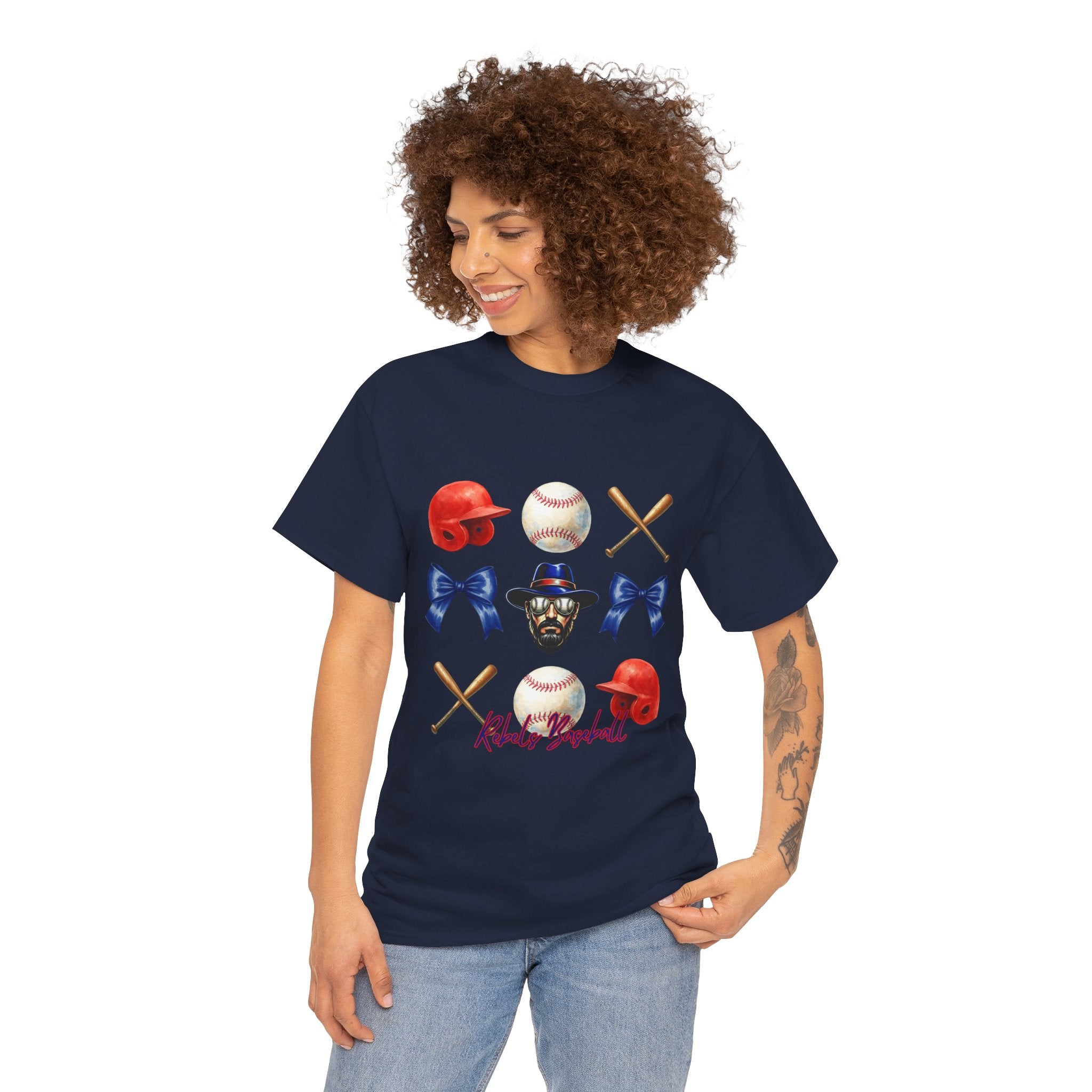 Rebels Baseball Helmet & Bats T-Shirt | Baseball Icons, Bow, Player Portrait