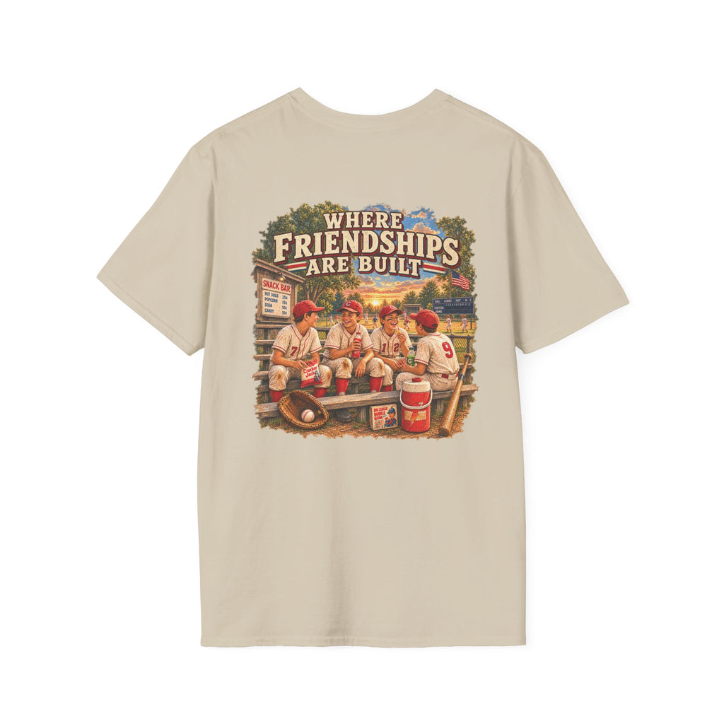 Vintage Baseball Nostalgia Shirt, Where Friendships Are Built Tee, Classic Baseball Fan Shirt, Game Day Graphic Tee, Sports Lover Gift