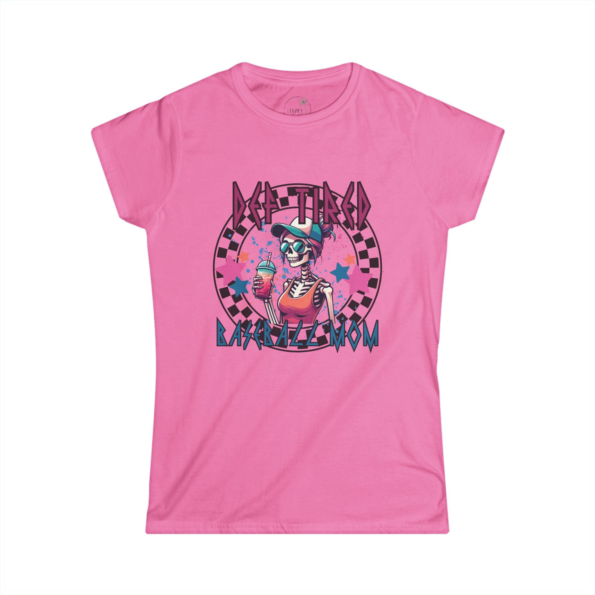 Def Tired Baseball Mom Tee | Checkerboard Punk Aesthetic