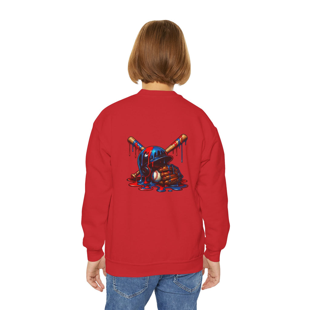 Drip Baseball Helmet Youth Sweatshirt | Drip Graphic, Sports Skull