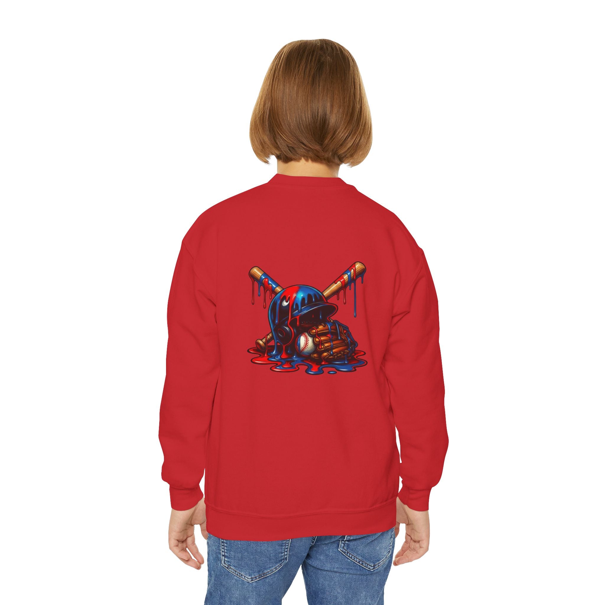 Drip Baseball Helmet Youth Sweatshirt | Drip Graphic, Sports Skull