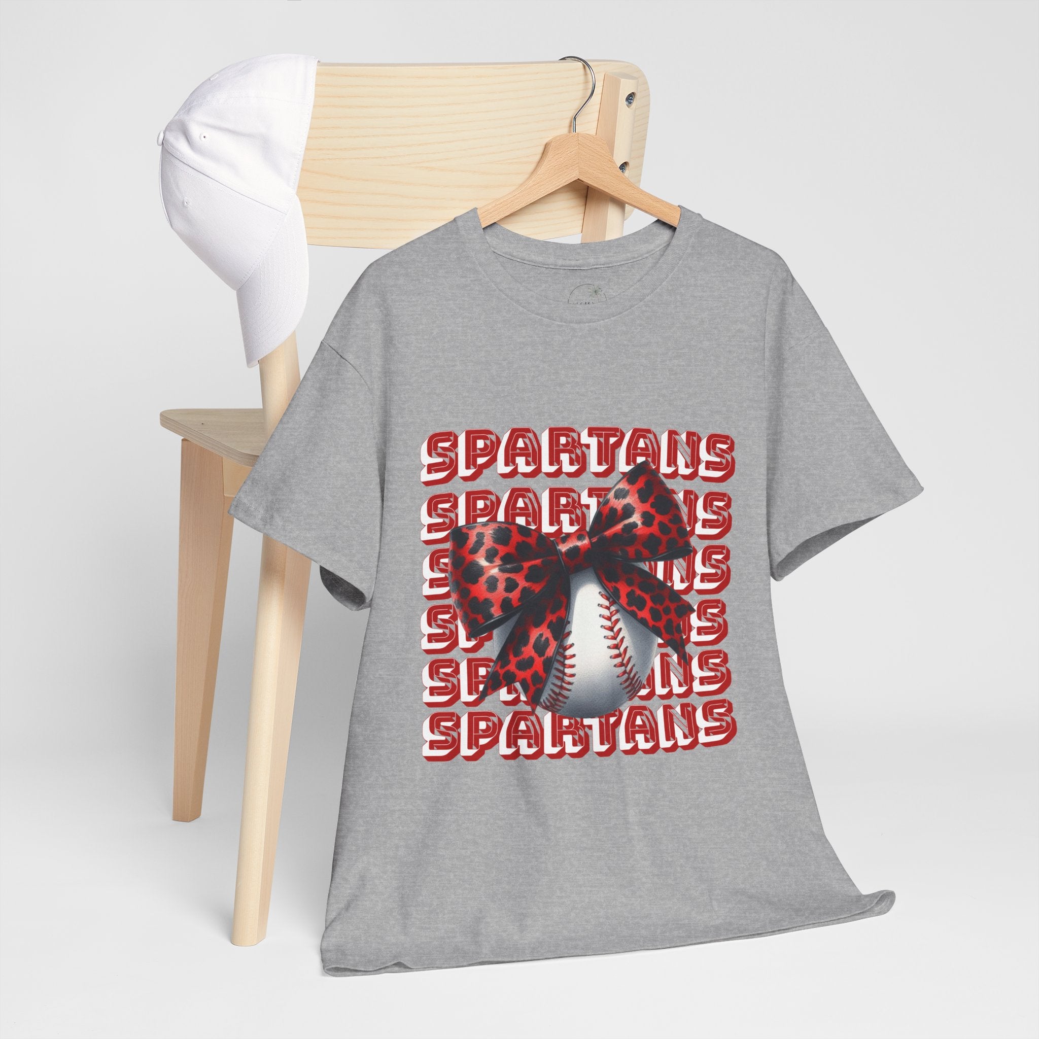 Spartans Leopard Bow Baseball Tee | Sports Team Graphic Shirt