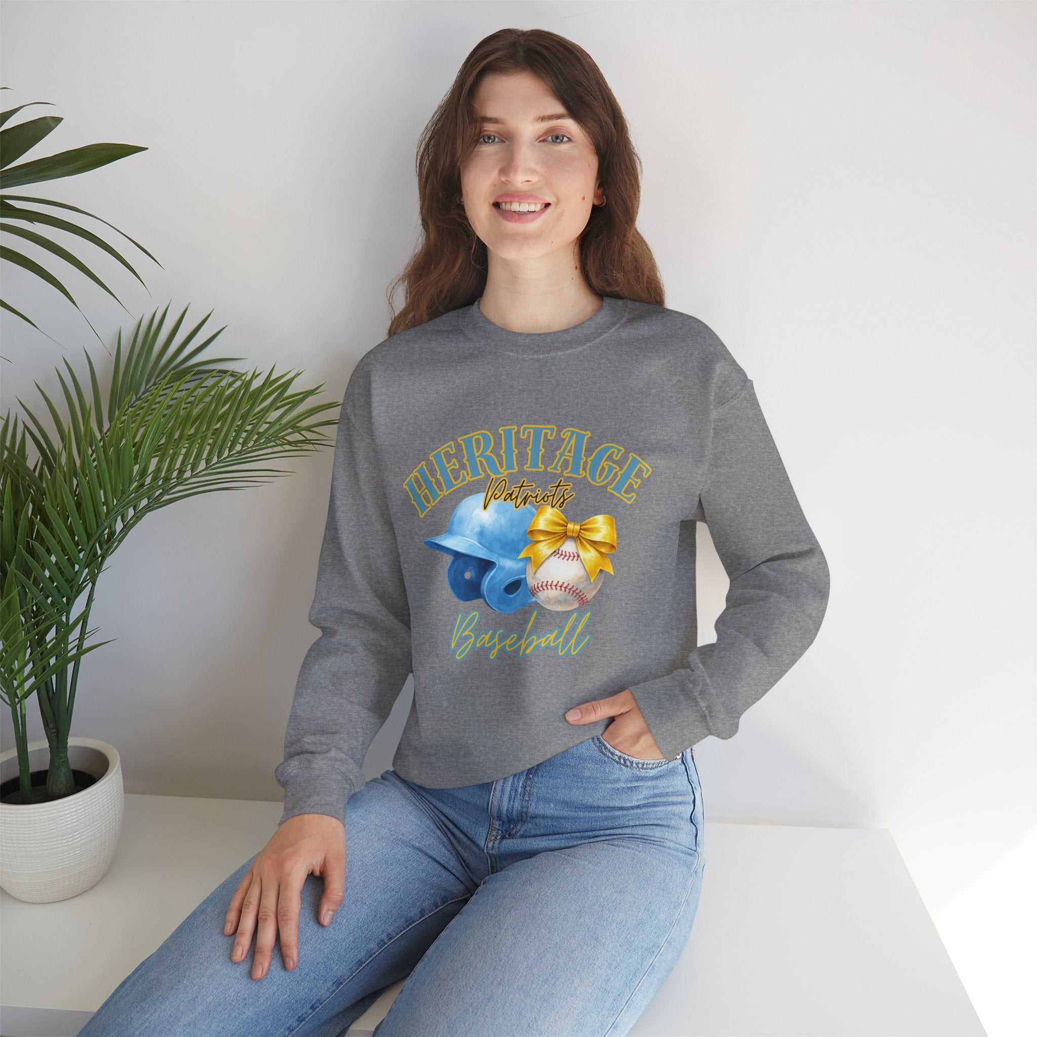 Heritage Patriots Baseball Crewneck Sweatshirt | Helmet, Ball, Bow