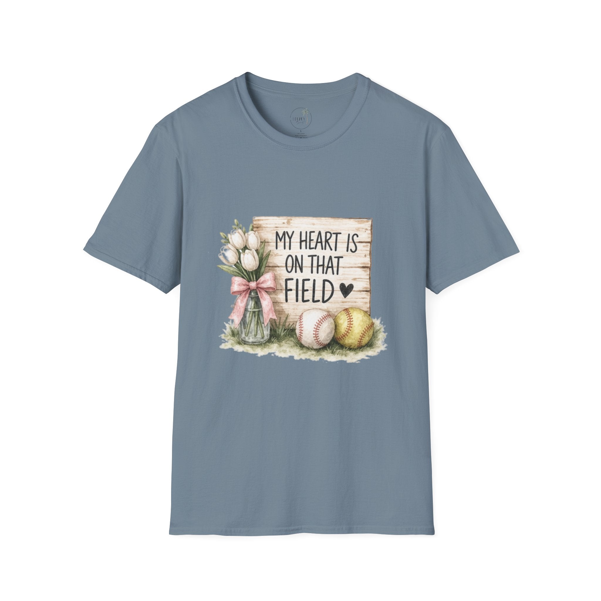 My Heart Is On That Field T-Shirt | Baseball Softball Mom Design