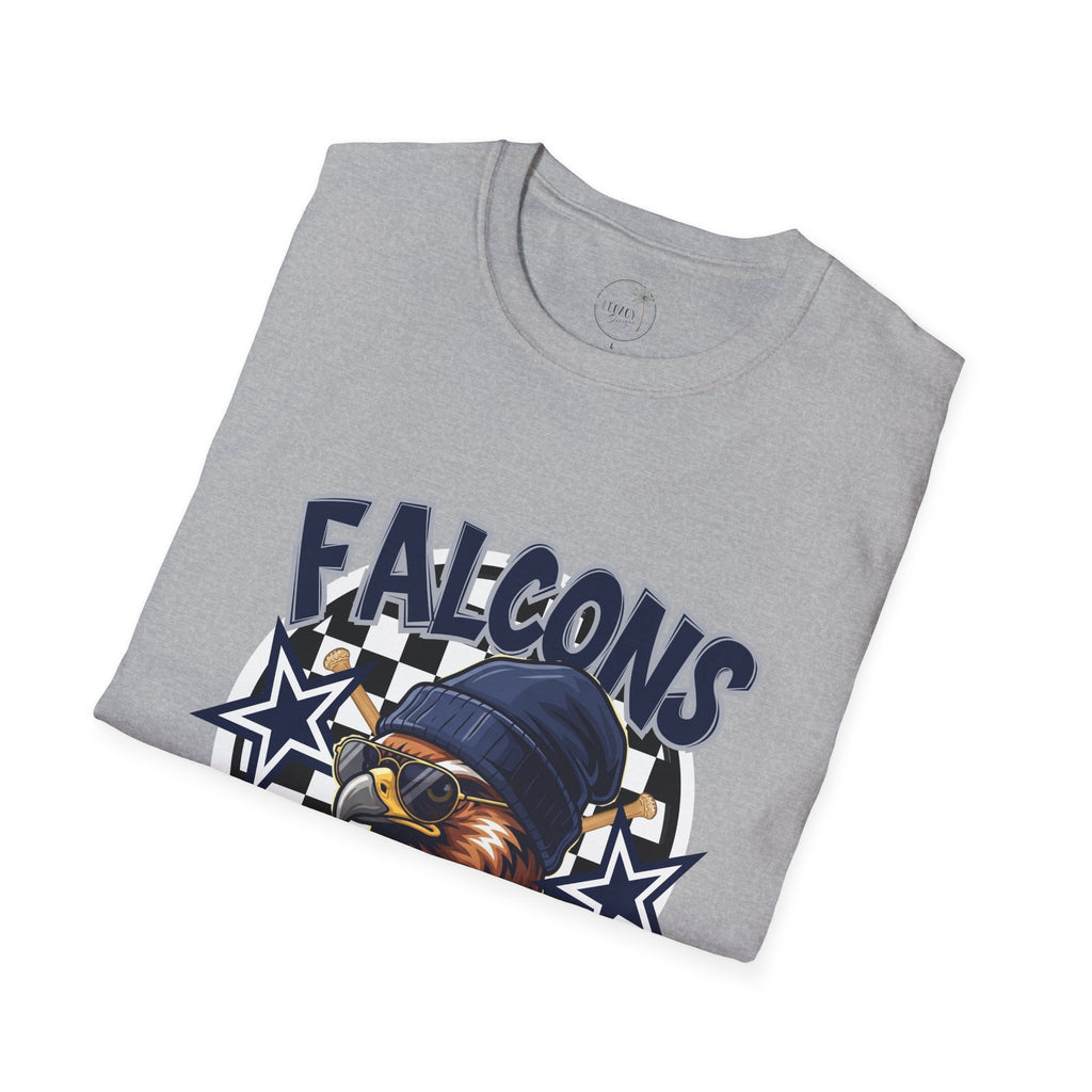 Falcons Eagle Baseball T-Shirt | Checkerboard Stars, Bat Helmet Sports Design